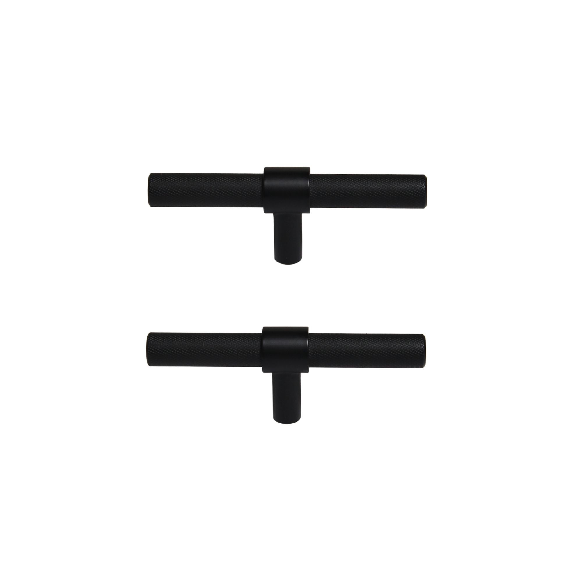 GoodHome Dukkah Matt Black Kitchen cabinets T-shaped Pull Handle (L)6.5cm (D)35mm, Pack of 2