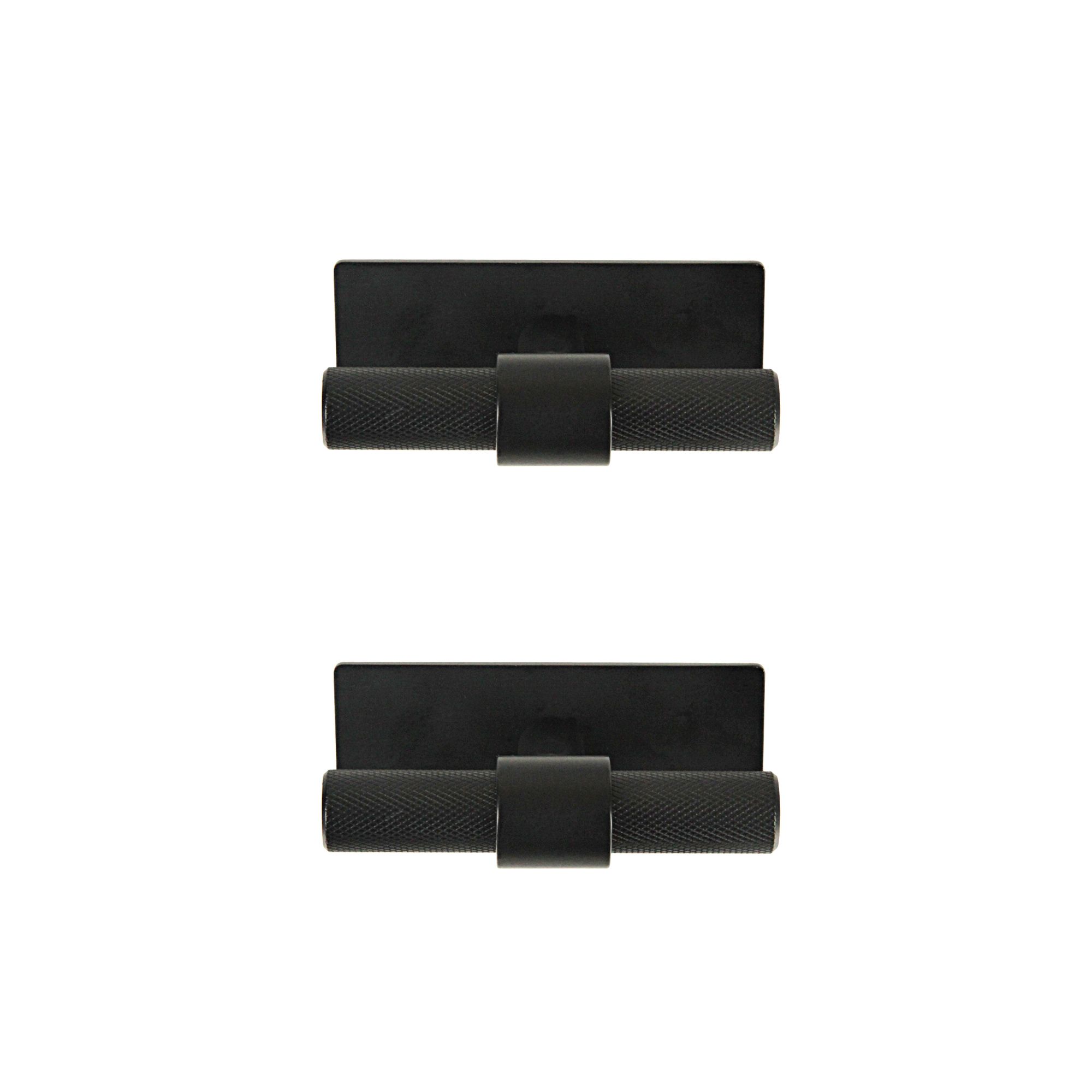 GoodHome Dukkah Matt Black Kitchen cabinets T-shaped Pull Handle (L)6.5cm (D)35mm, Pack of 2