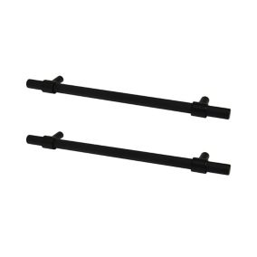 GoodHome Dukkah Matt Black Painted Bar Pull Kitchen cabinets Handle (L)257mm (H)12mm, Pack of 2
