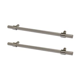 GoodHome Dukkah Satin Nickel effect Kitchen cabinets Bar Pull Handle (L)25.7cm (D)35mm, Pack of 2