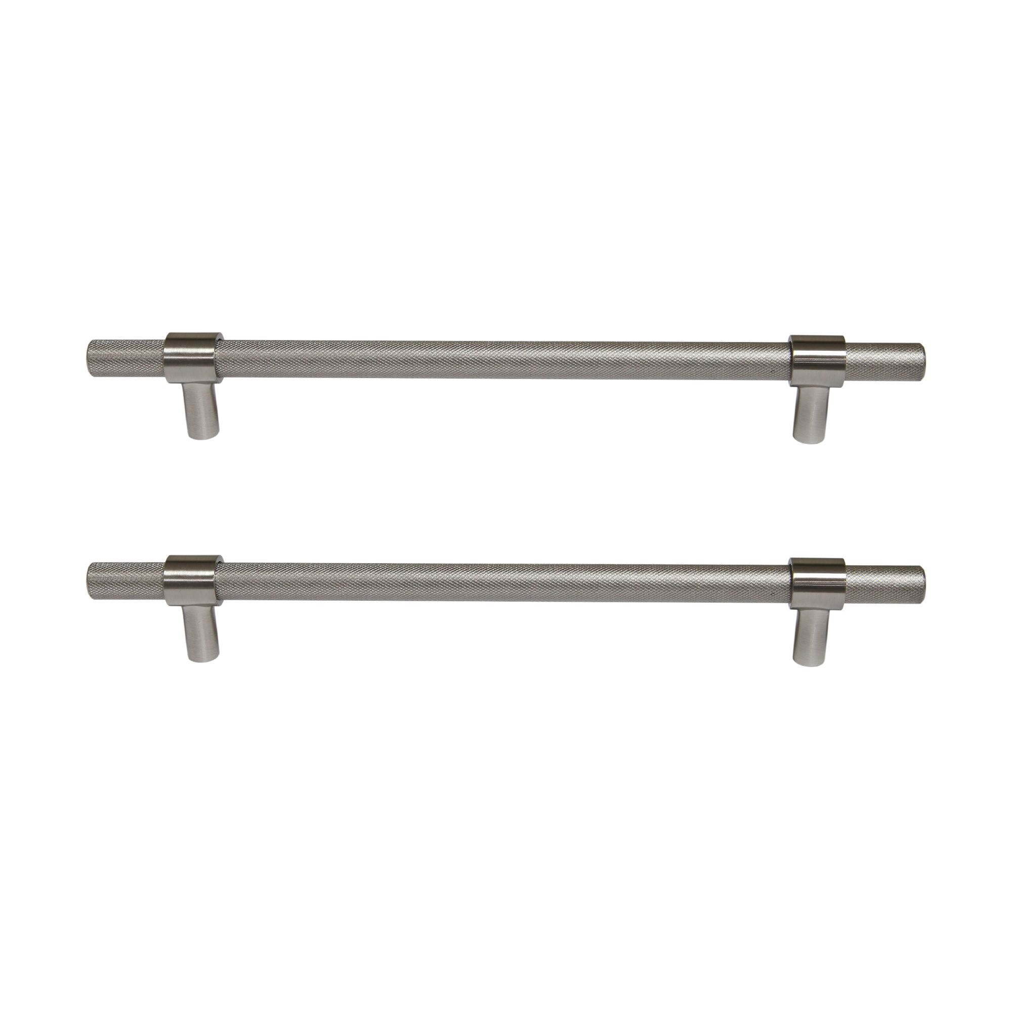 GoodHome Dukkah Satin Nickel effect Kitchen cabinets Bar Pull Handle (L)25.7cm (D)35mm, Pack of 2