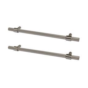 GoodHome Dukkah Satin Nickel effect Kitchen cabinets Handle (L)25.7cm, Pack of 2