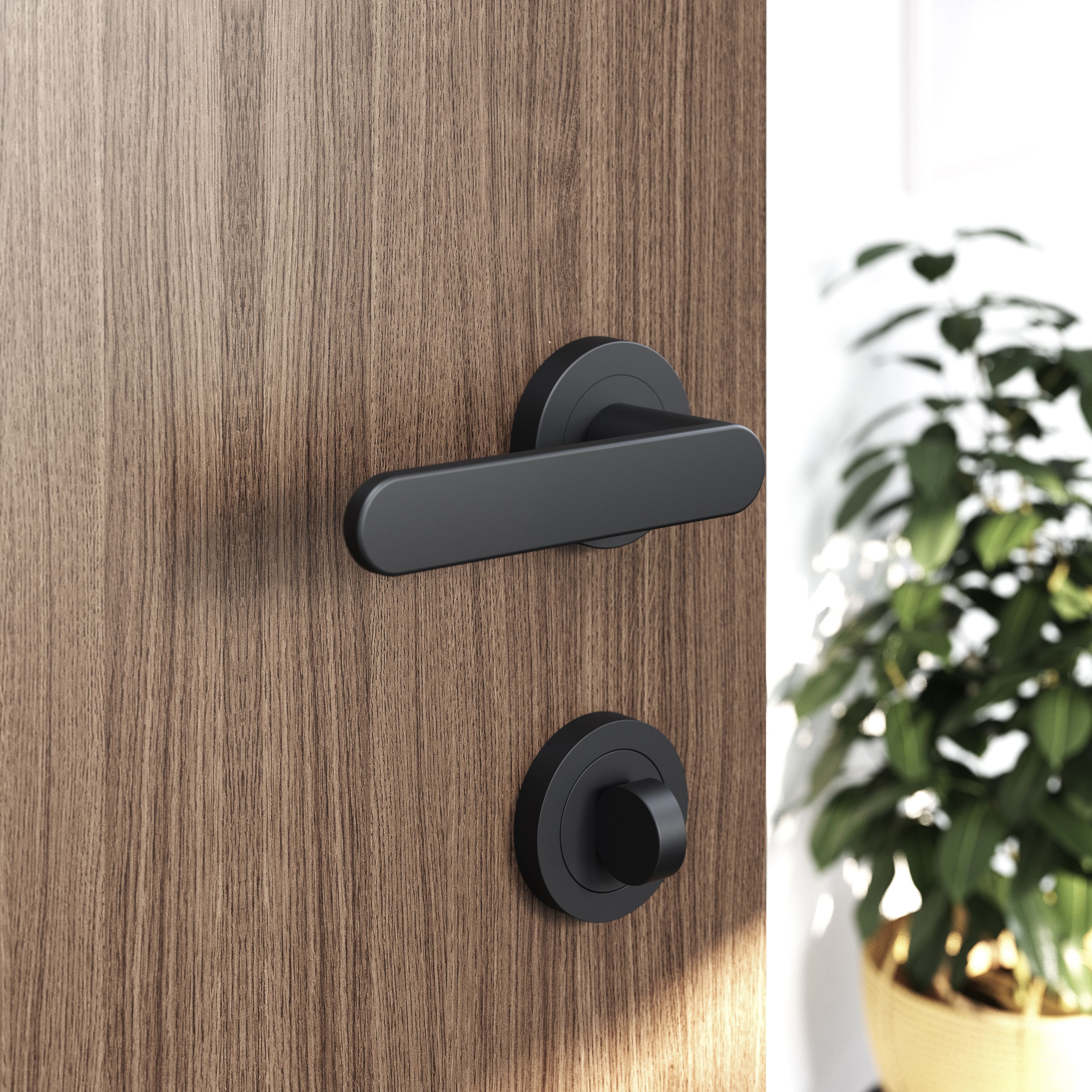 GoodHome Duod Matt black Zamak Round Thumbturn (Dia)52mm, Pair