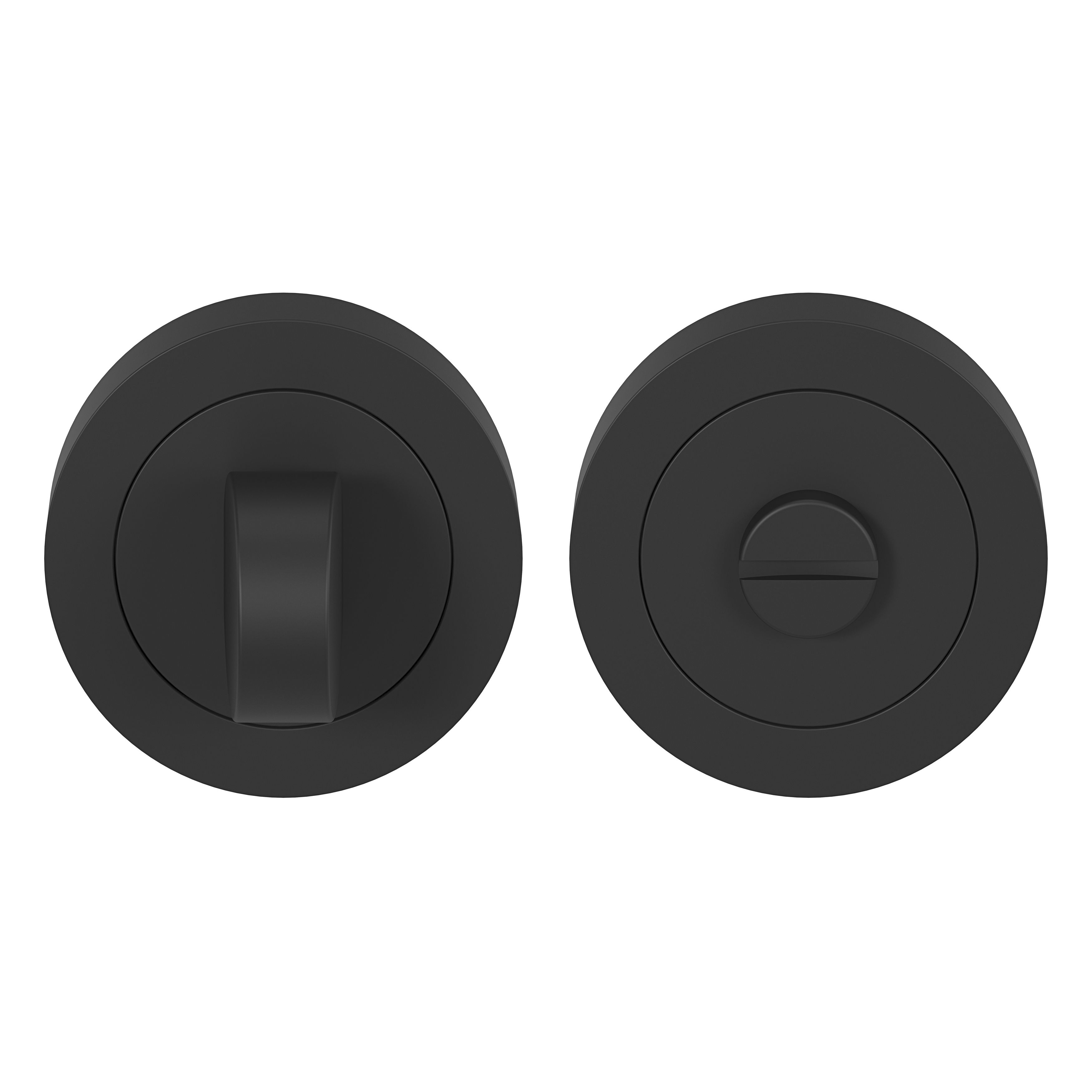 GoodHome Duod Matt black Zamak Round Thumbturn (Dia)52mm, Pair