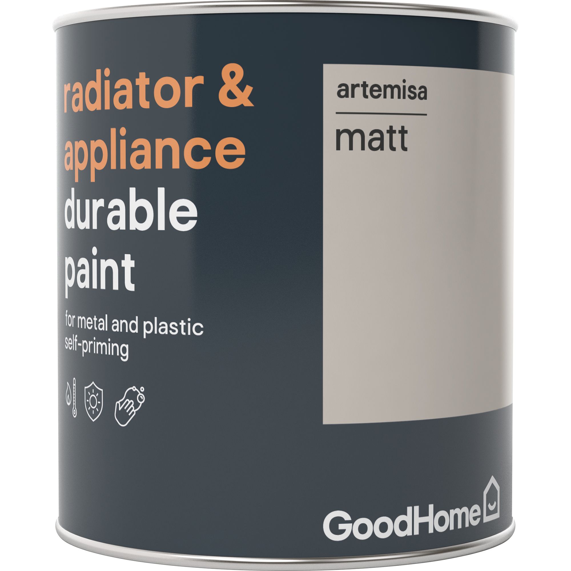 GoodHome Durable Artemisa Matt Radiator & appliance paint, 750ml DIY