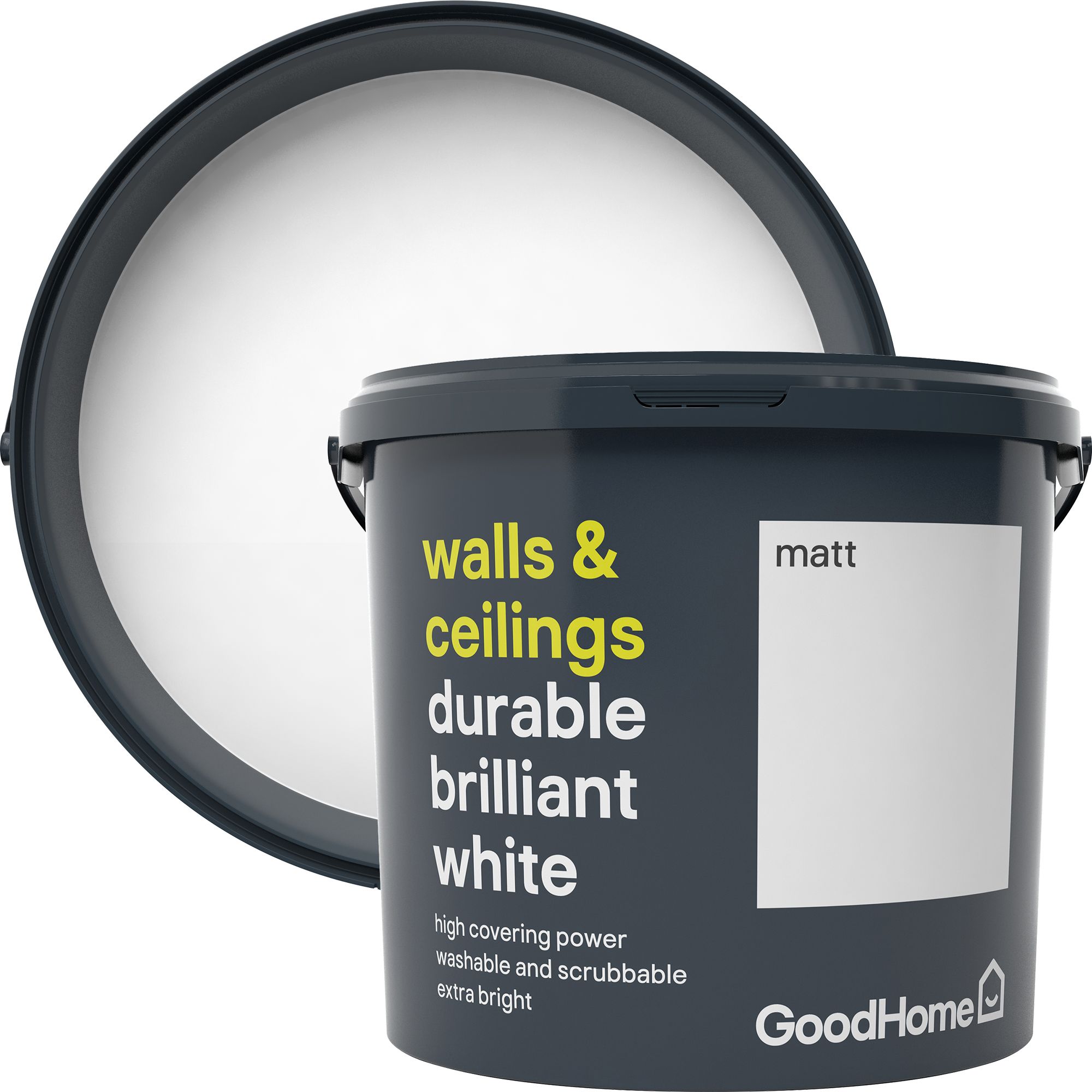 GoodHome Durable Brilliant white Matt Emulsion paint, 5L DIY at B&Q