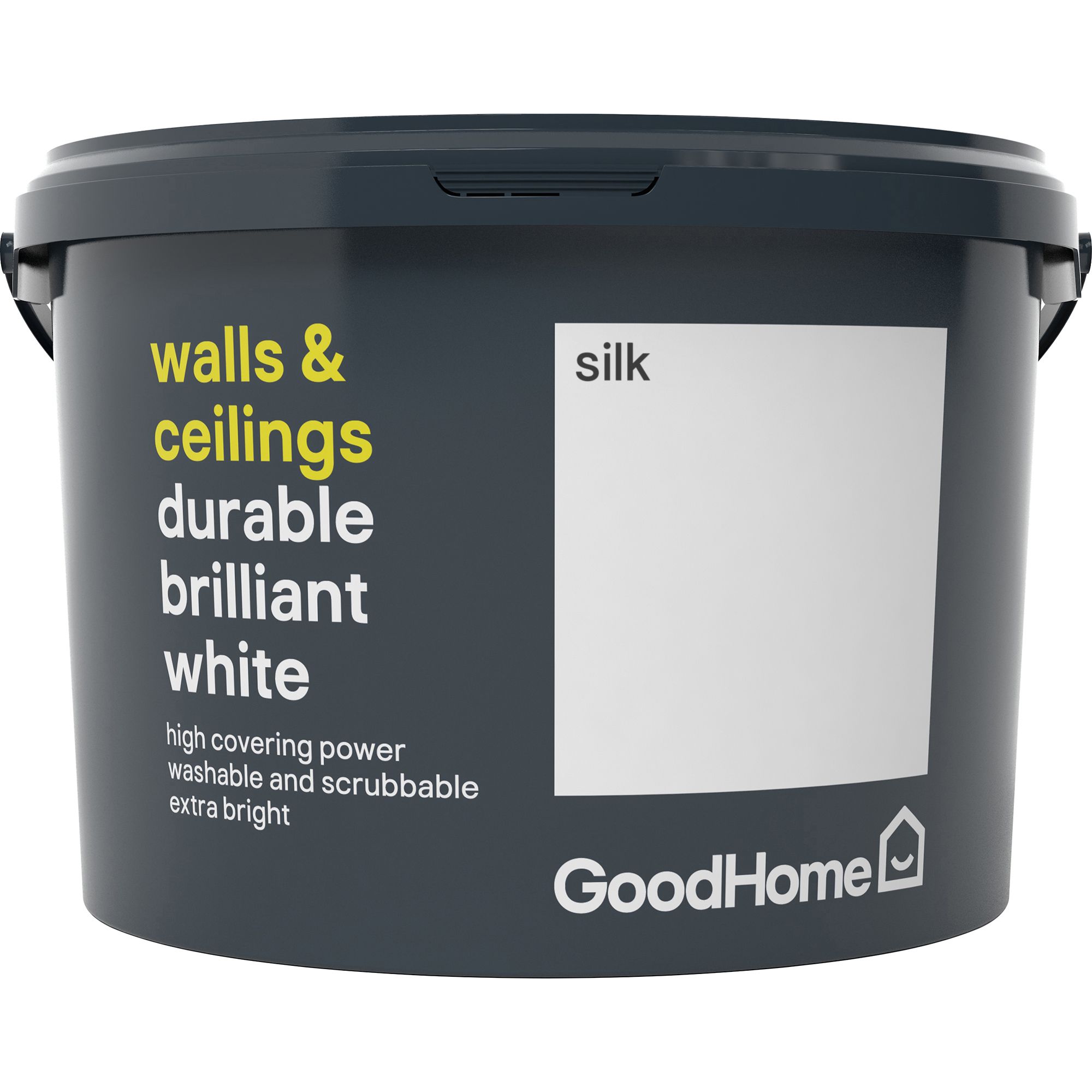 GoodHome Durable Brilliant white Silk Emulsion paint, 2.5L | DIY at B&Q