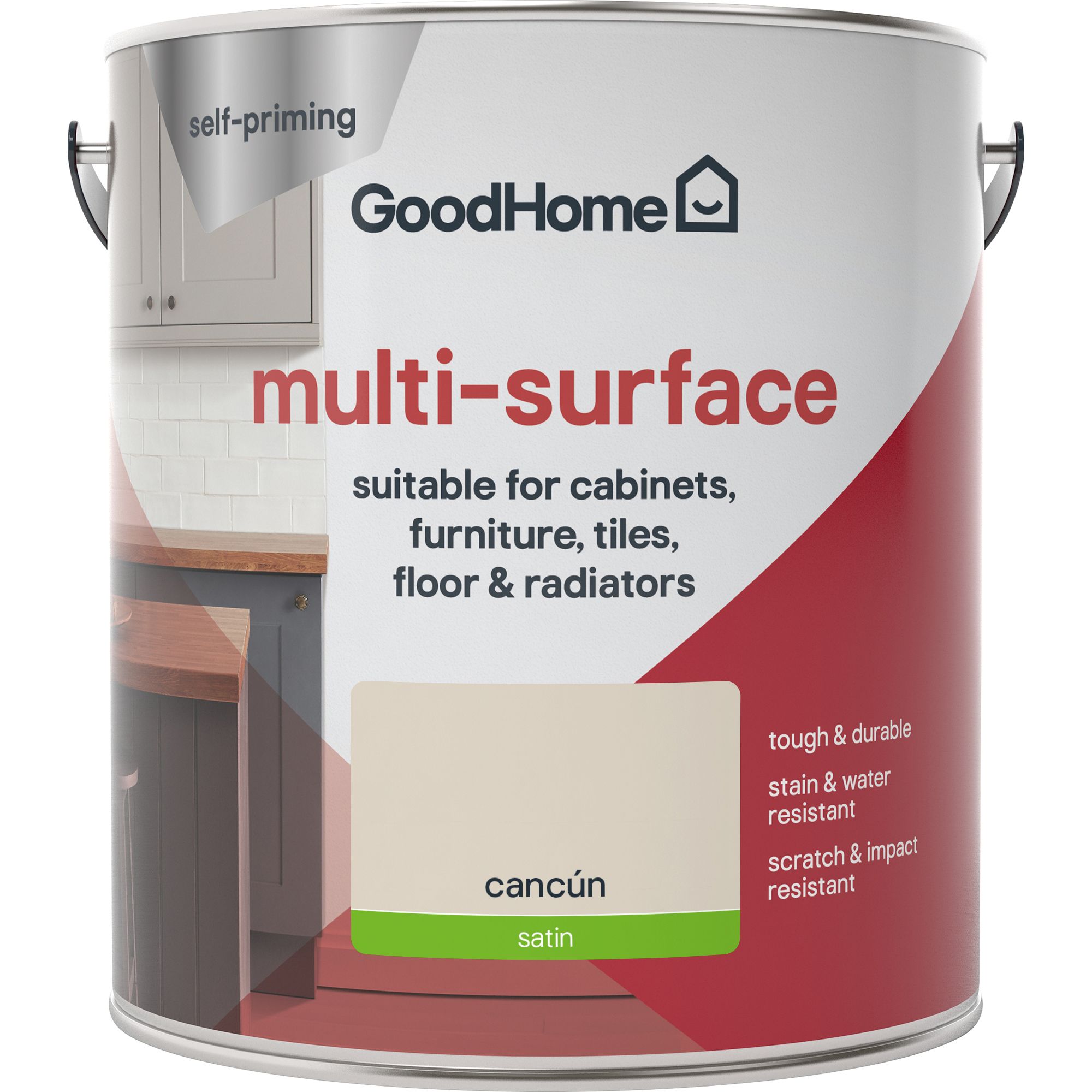 GoodHome Durable Cancun Satin Multi-surface paint, 2L