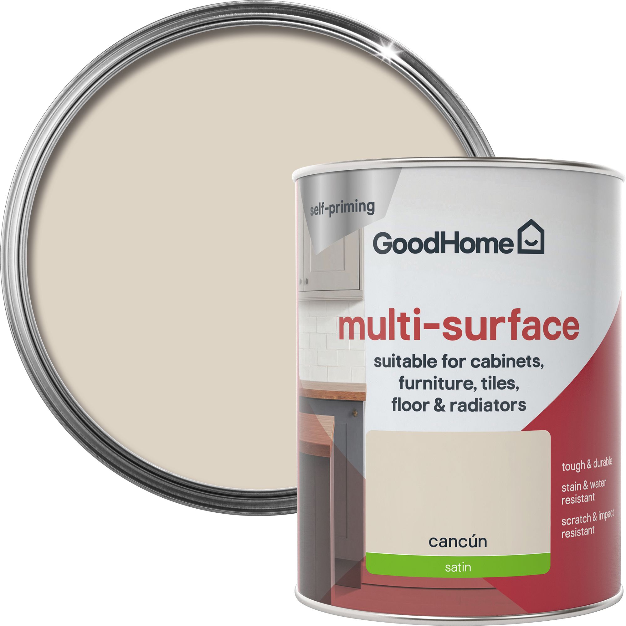 GoodHome Durable Cancun Satin Multi-surface Paint, 750ml | DIY At B&Q