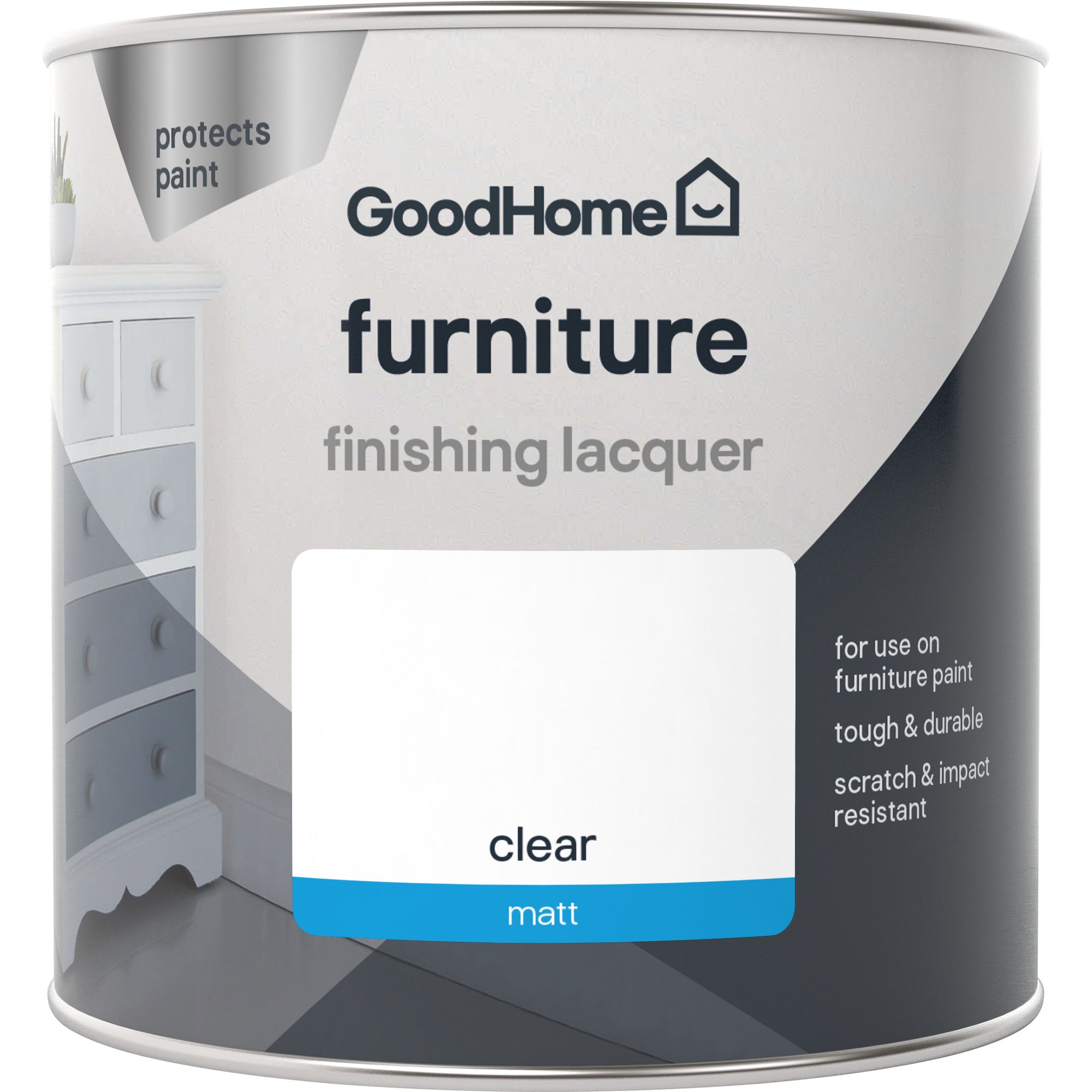 GoodHome Durable Clear Matt Wood Multi-surface Furniture Lacquer, 500ml