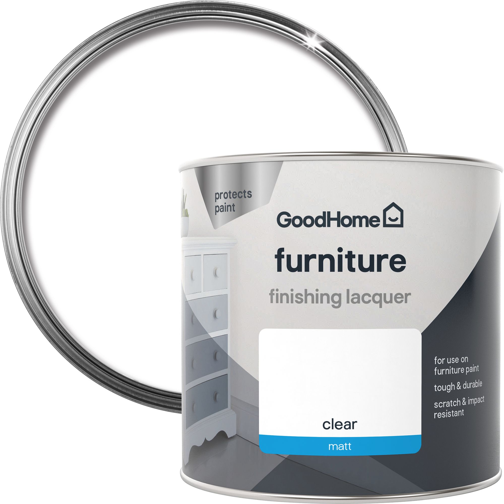 GoodHome Durable Clear Matt Wood Multi-surface Furniture Lacquer, 500ml