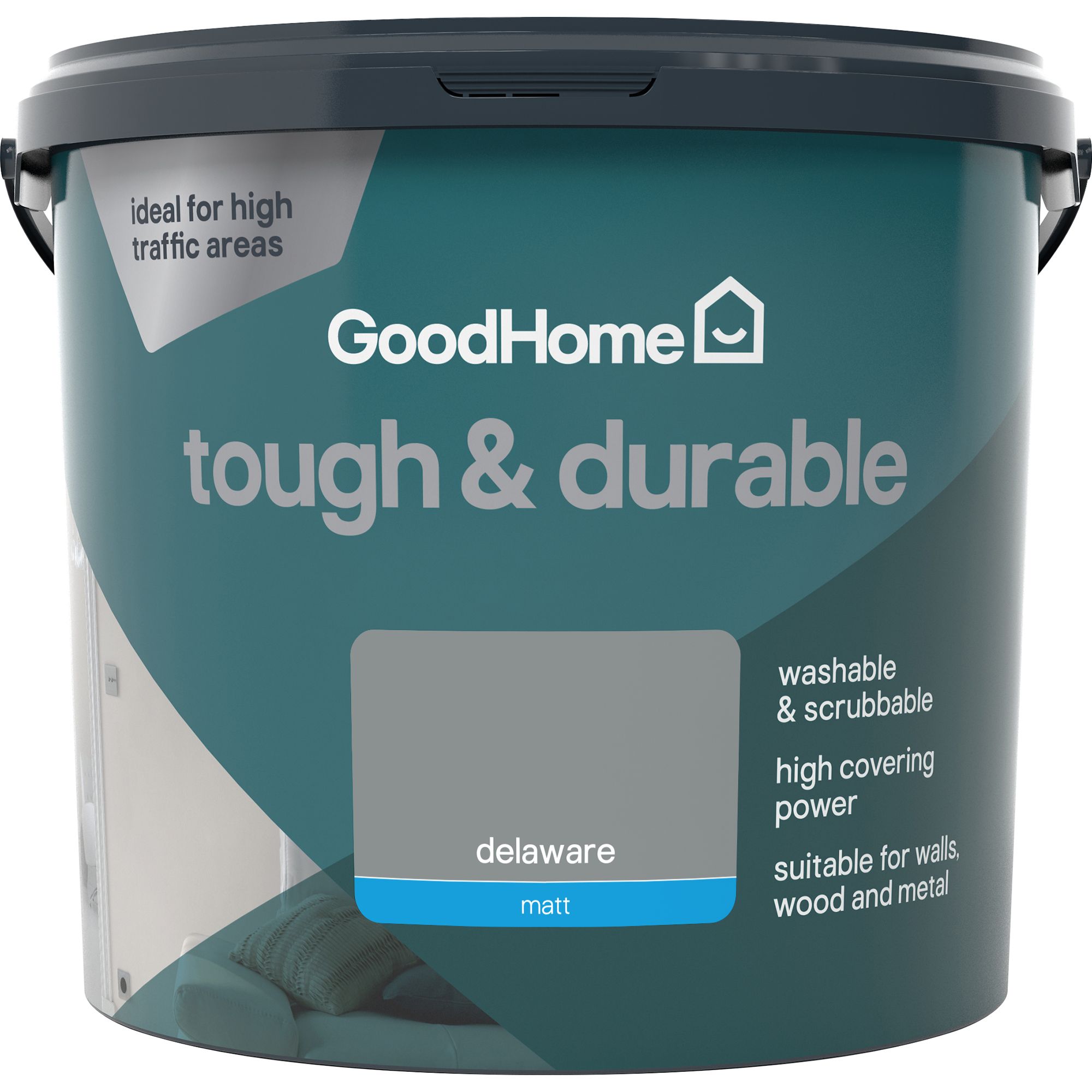 GoodHome Durable Delaware Matt Emulsion paint, 5L