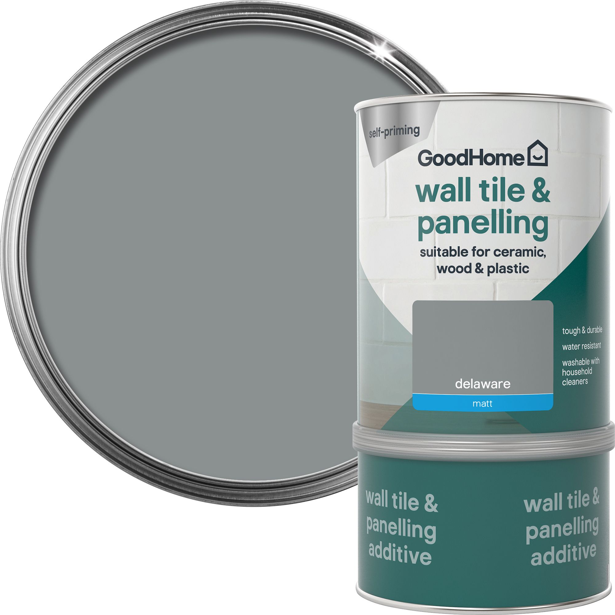GoodHome Durable Delaware Matt Wall tile & panelling paint, 750ml DIY