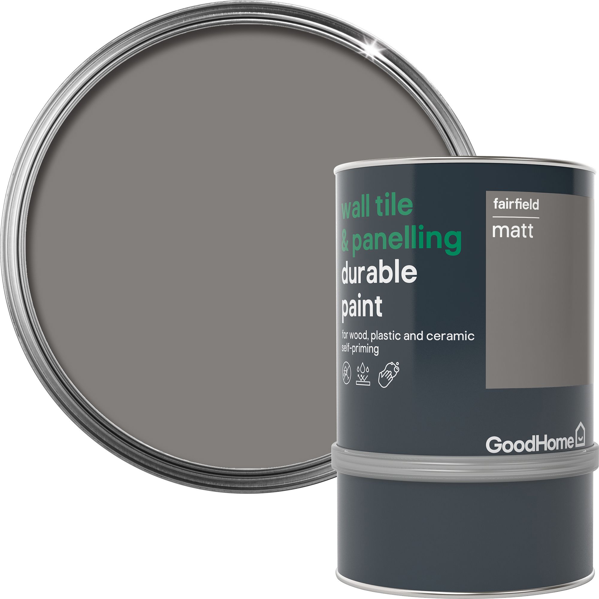 GoodHome Durable Fairfield Matt Living area Wall tile & panelling paint, 750ml