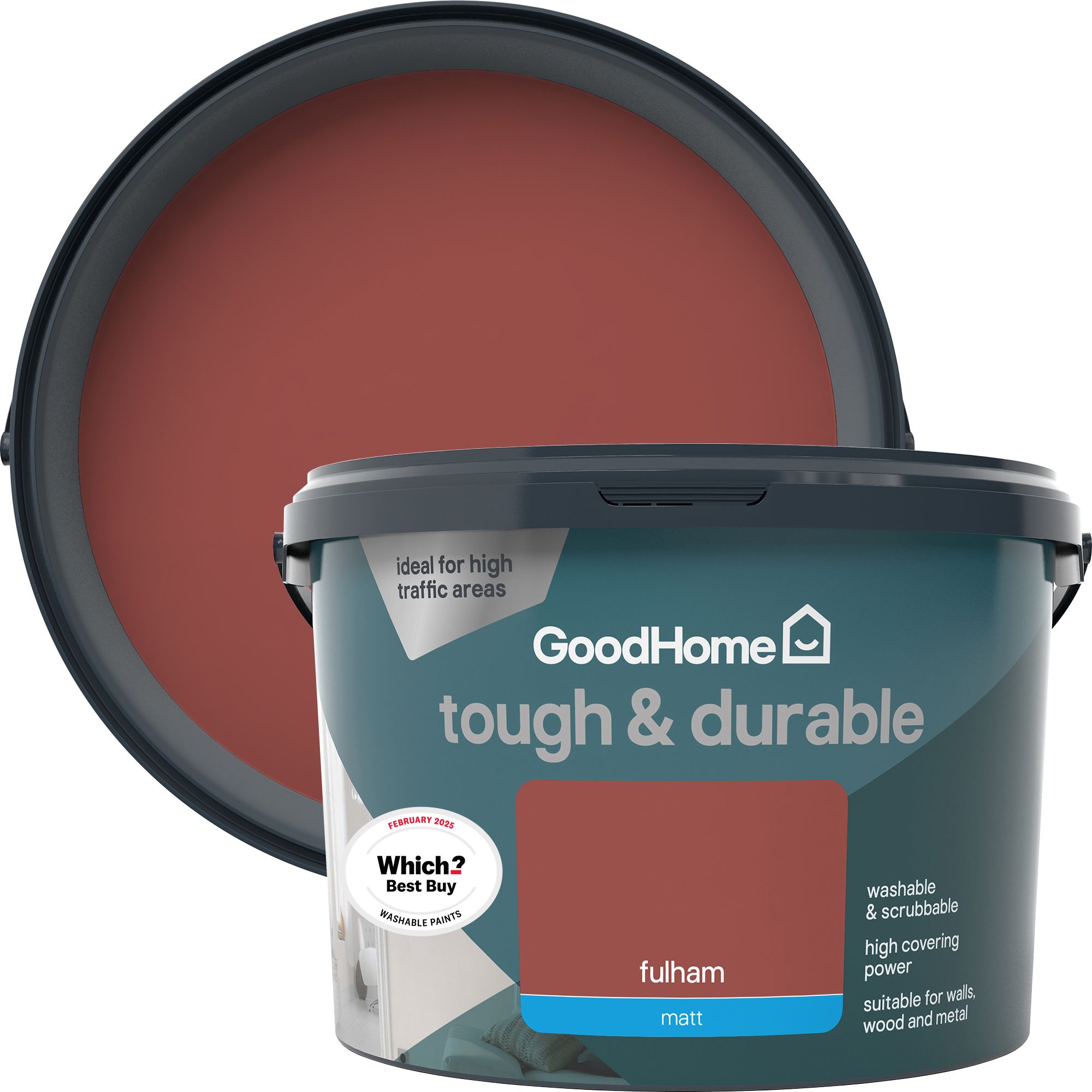 GoodHome Durable Fulham Matt Emulsion paint, 2.5L