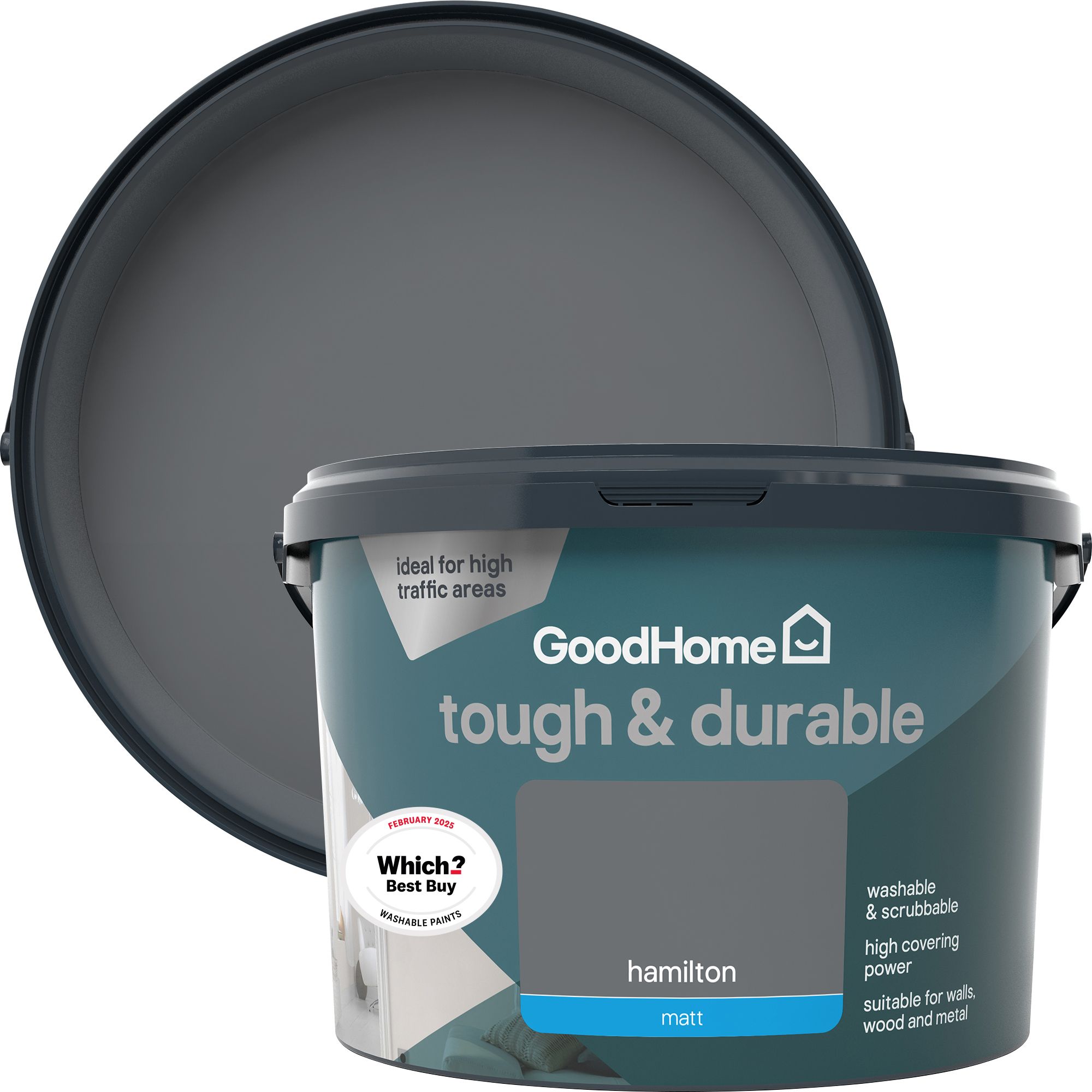 GoodHome Durable Hamilton Matt Emulsion paint, 2.5L DIY at B&Q