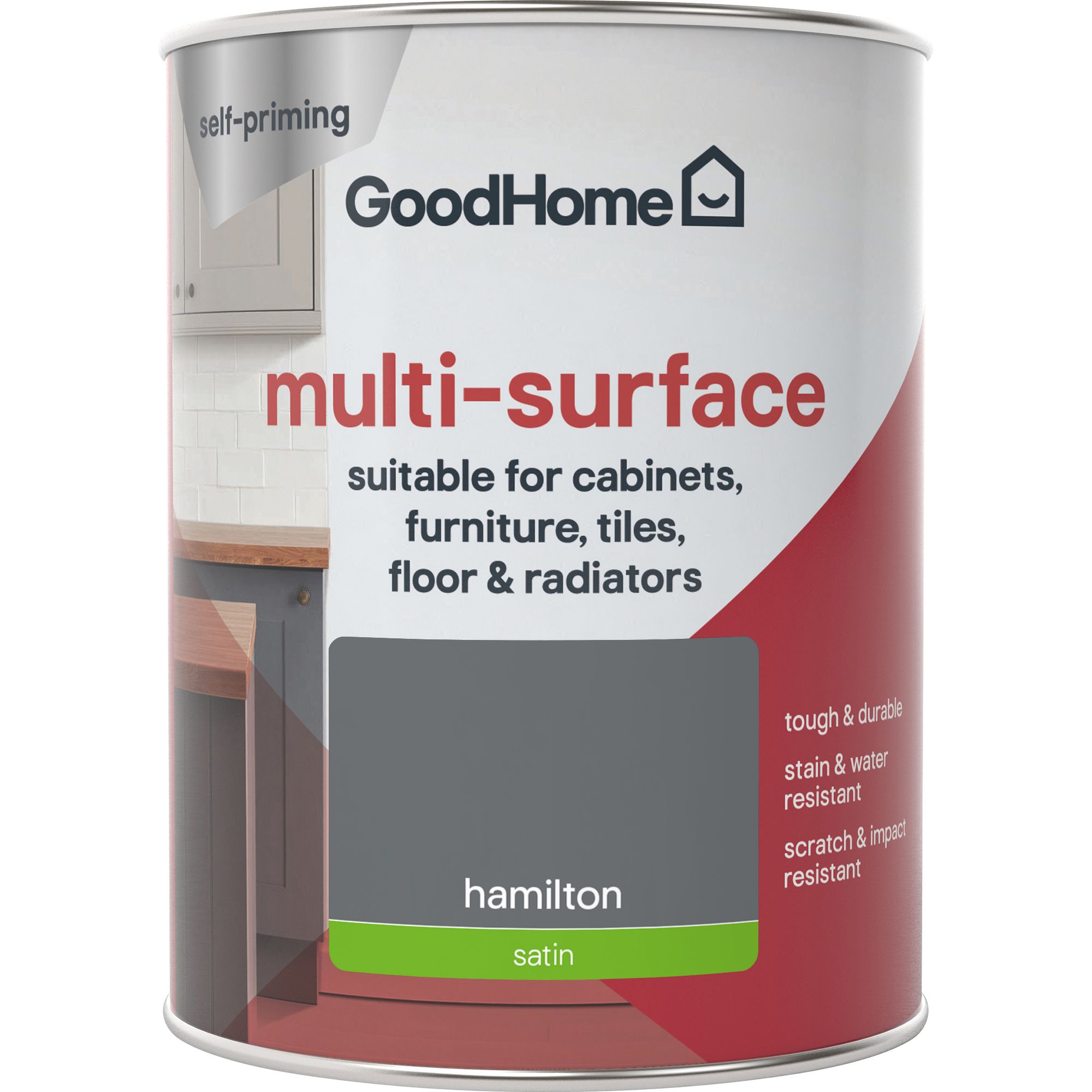 GoodHome Durable Hamilton Satin Multi-surface paint, 750ml