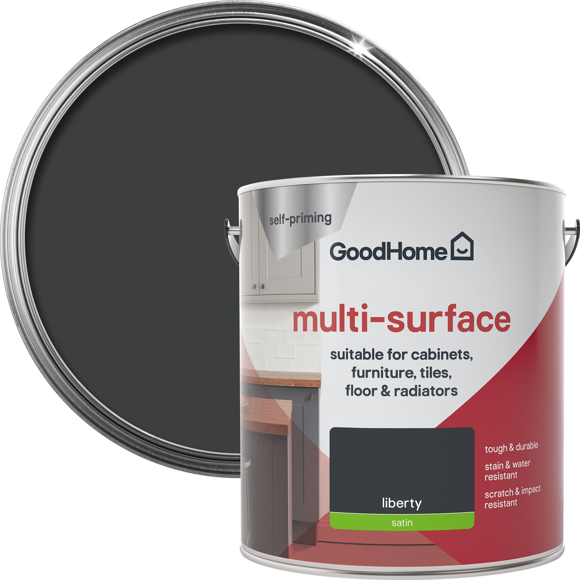 GoodHome Durable Liberty Satin Multi-surface paint, 2L