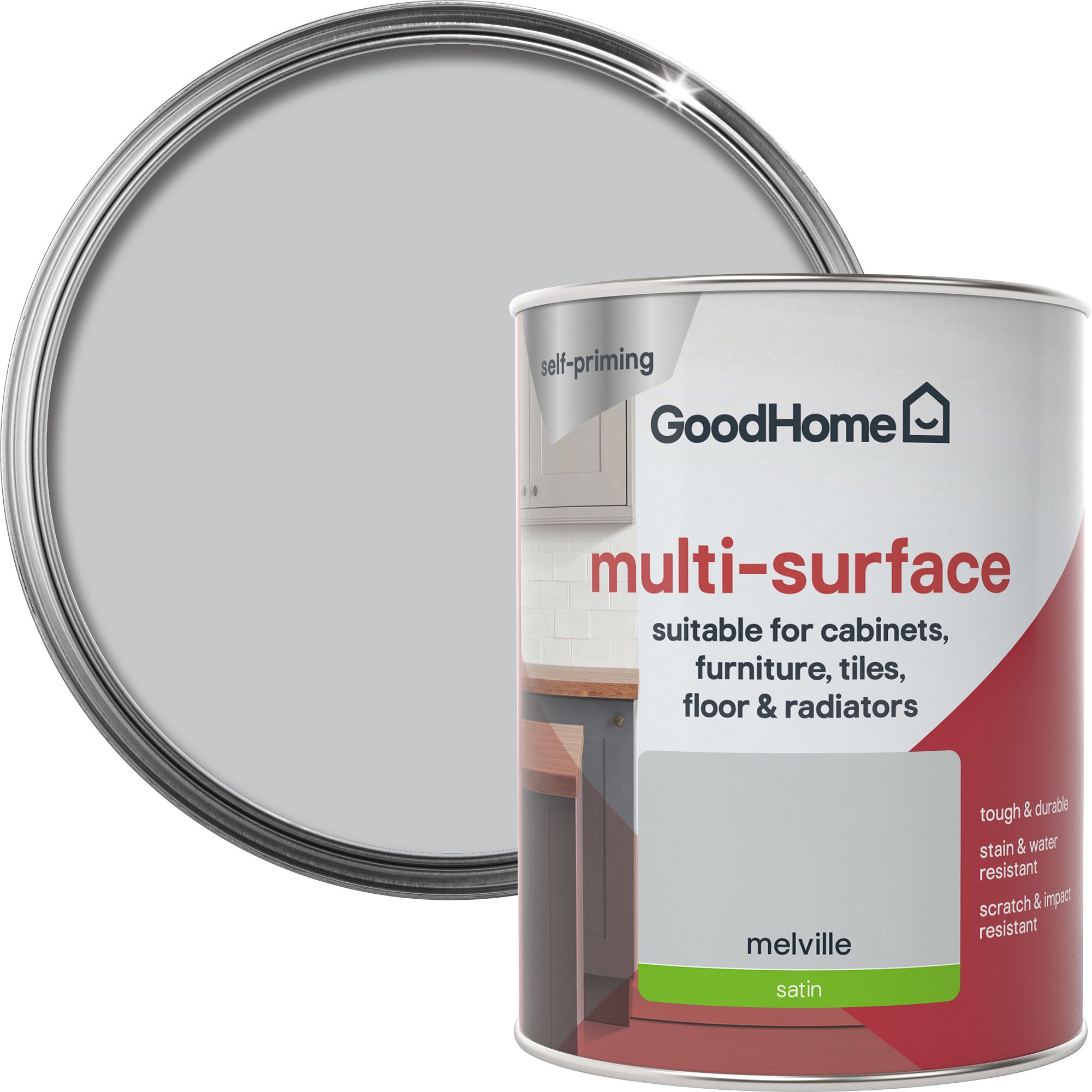 GoodHome Durable Melville Satin Multi-surface paint, 750ml