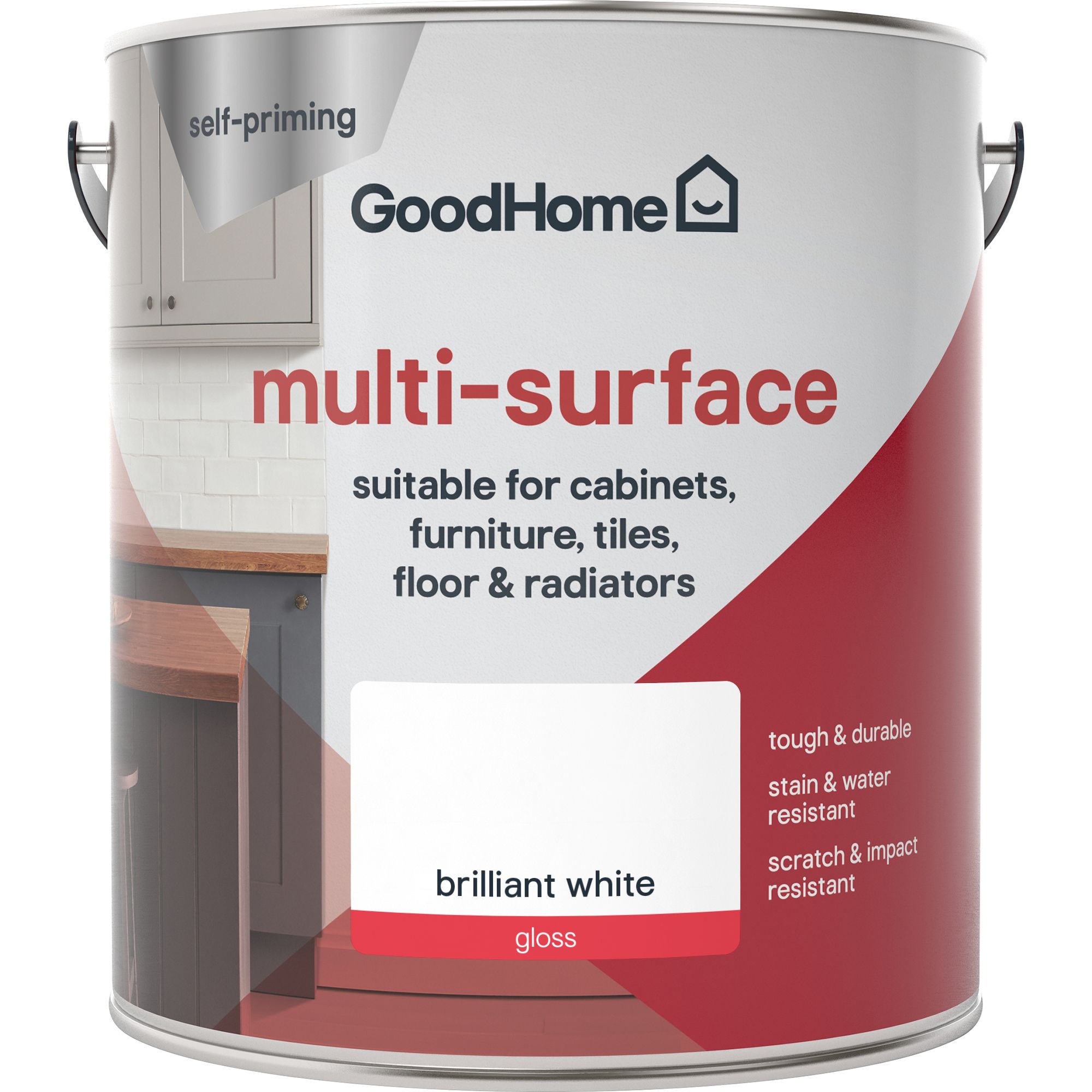 GoodHome Durable North pole (brilliant white) Gloss Multi-surface paint, 2L