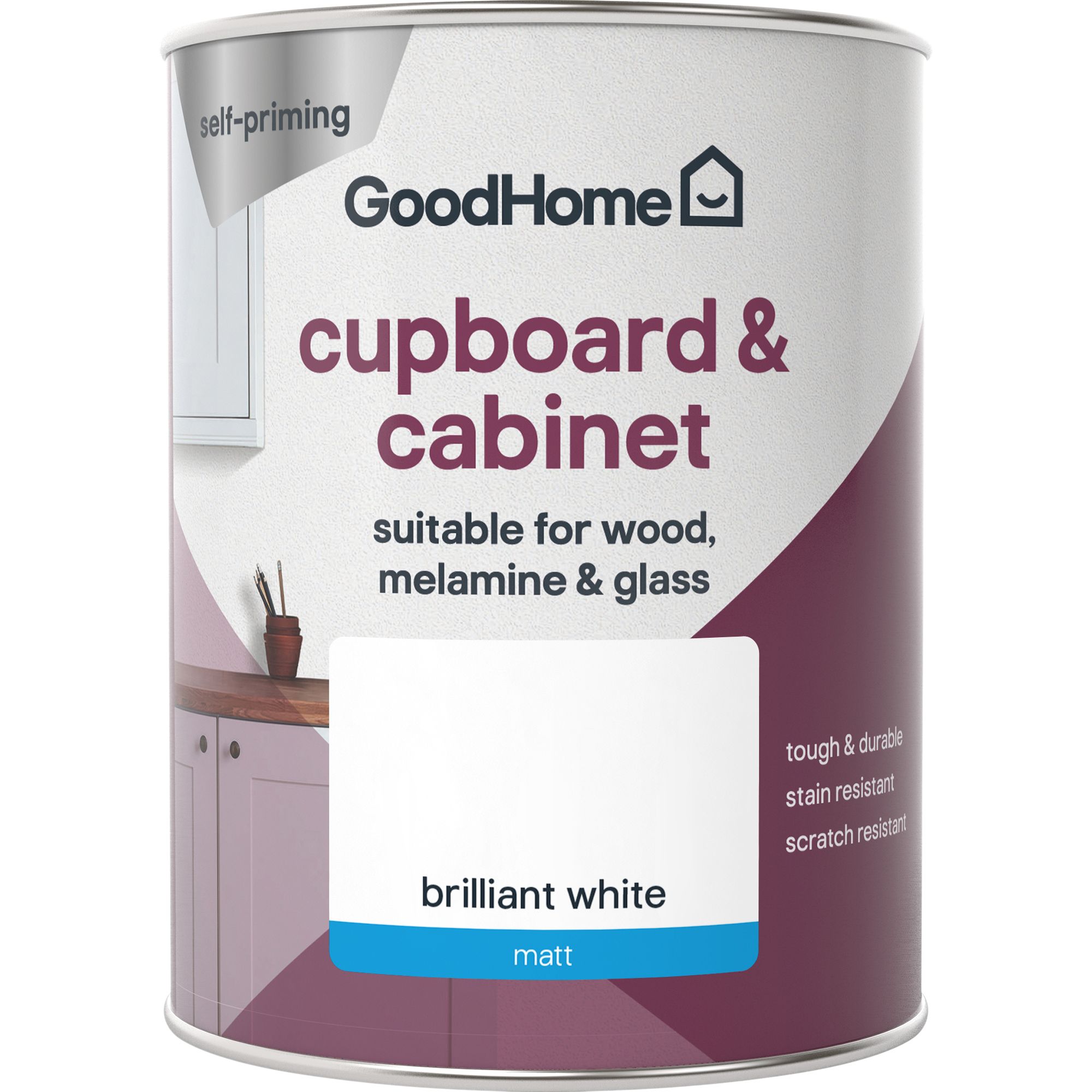 GoodHome Durable North pole (brilliant white) Matt Cabinet & wardrobe paint, 750ml