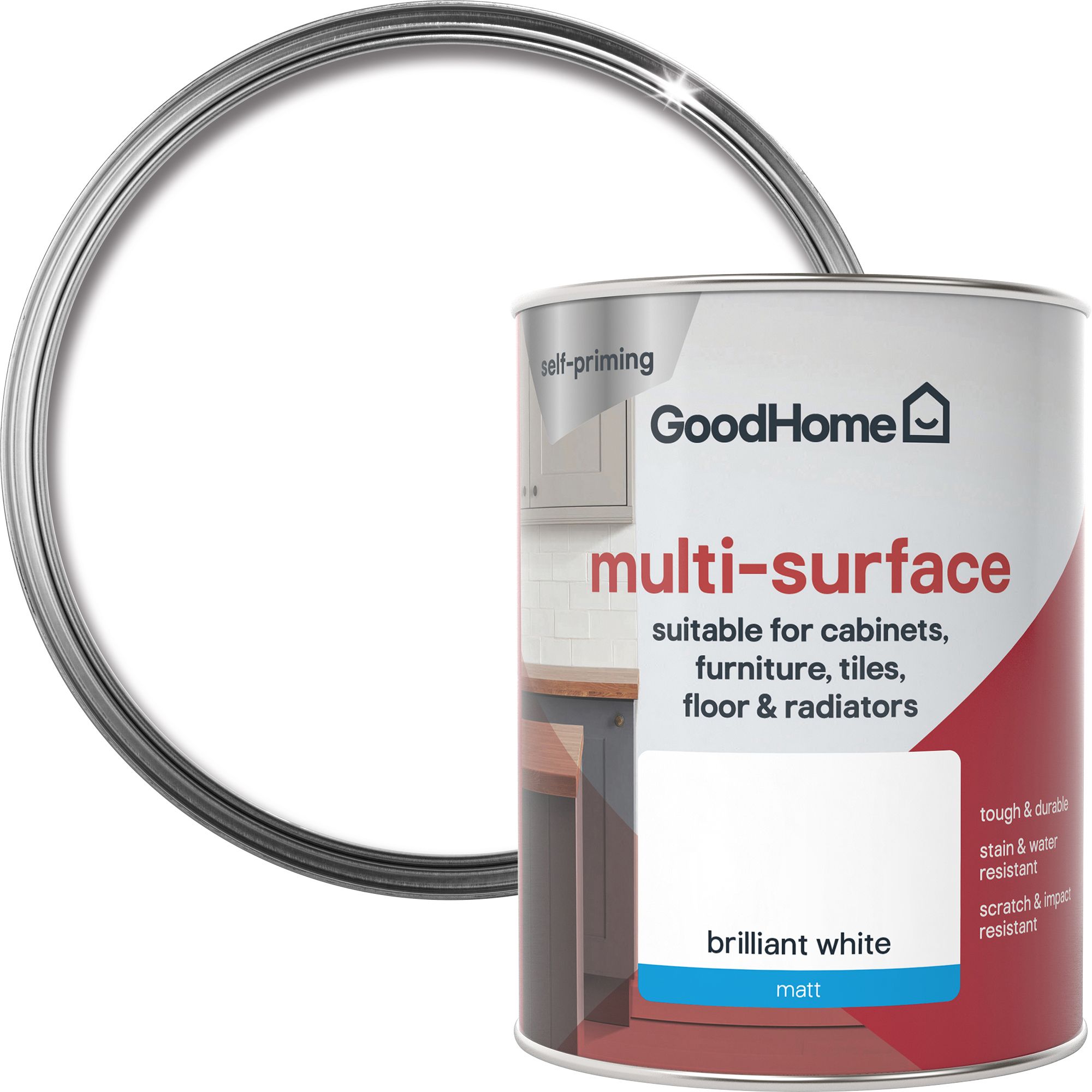 GoodHome Durable North pole (Brilliant white) Matt Multi-surface paint, 750ml