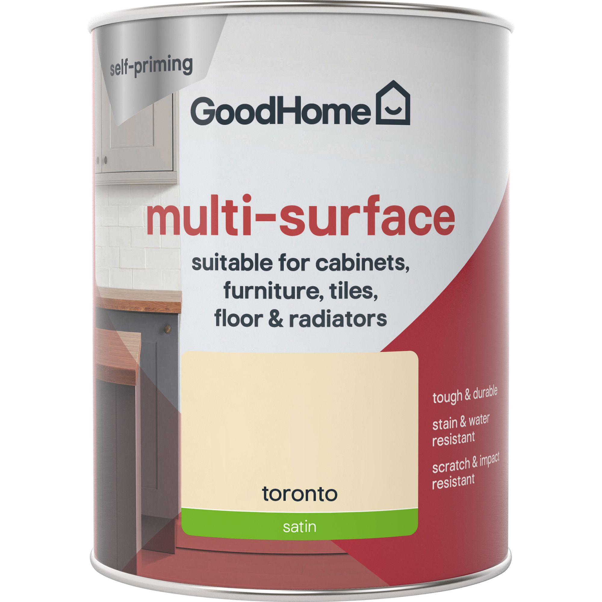 GoodHome Durable Toronto Satin Multi-surface paint, 750ml