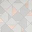 GoodHome Durion White Geometric Metallic effect Textured Wallpaper