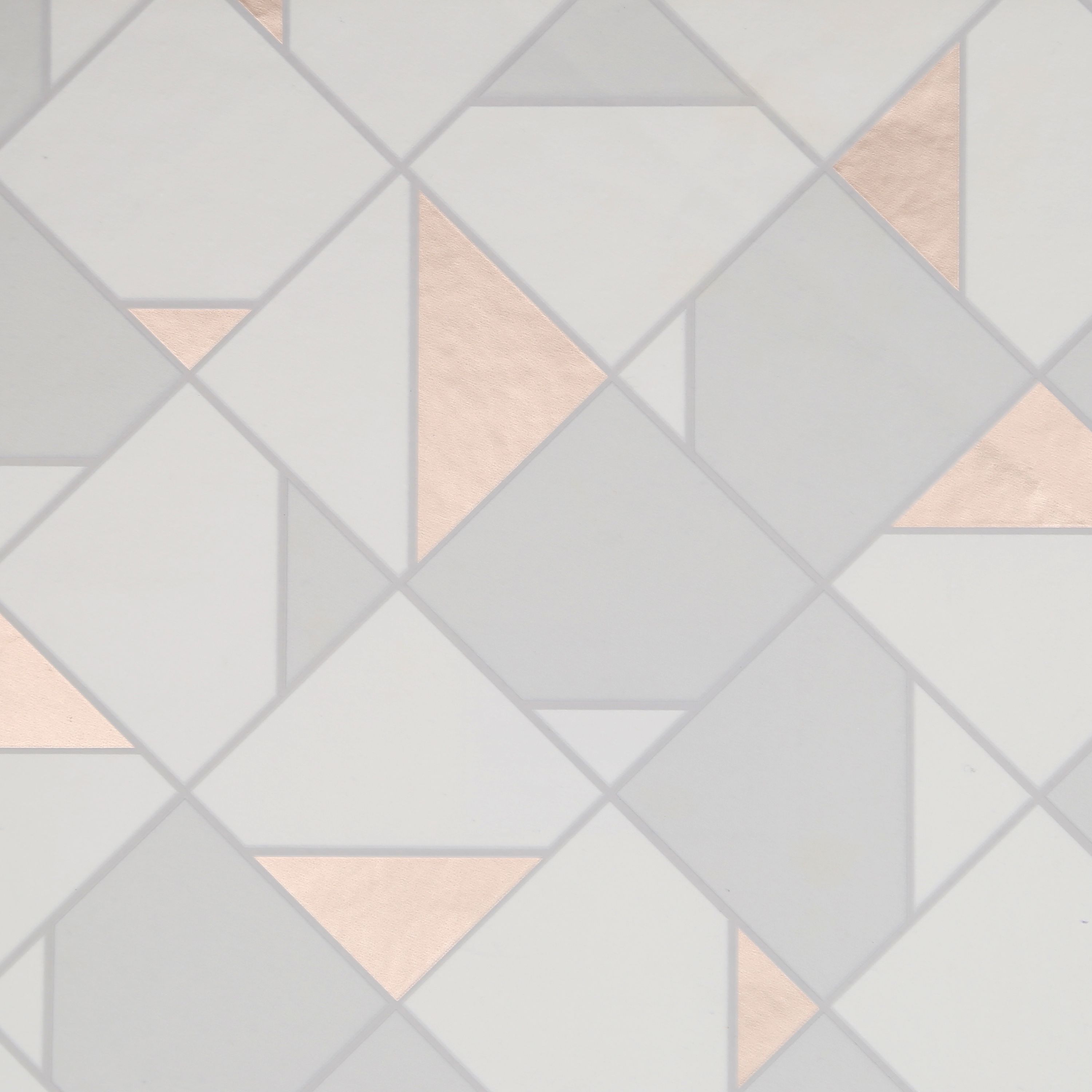 GoodHome Durion White Geometric Metallic effect Textured Wallpaper