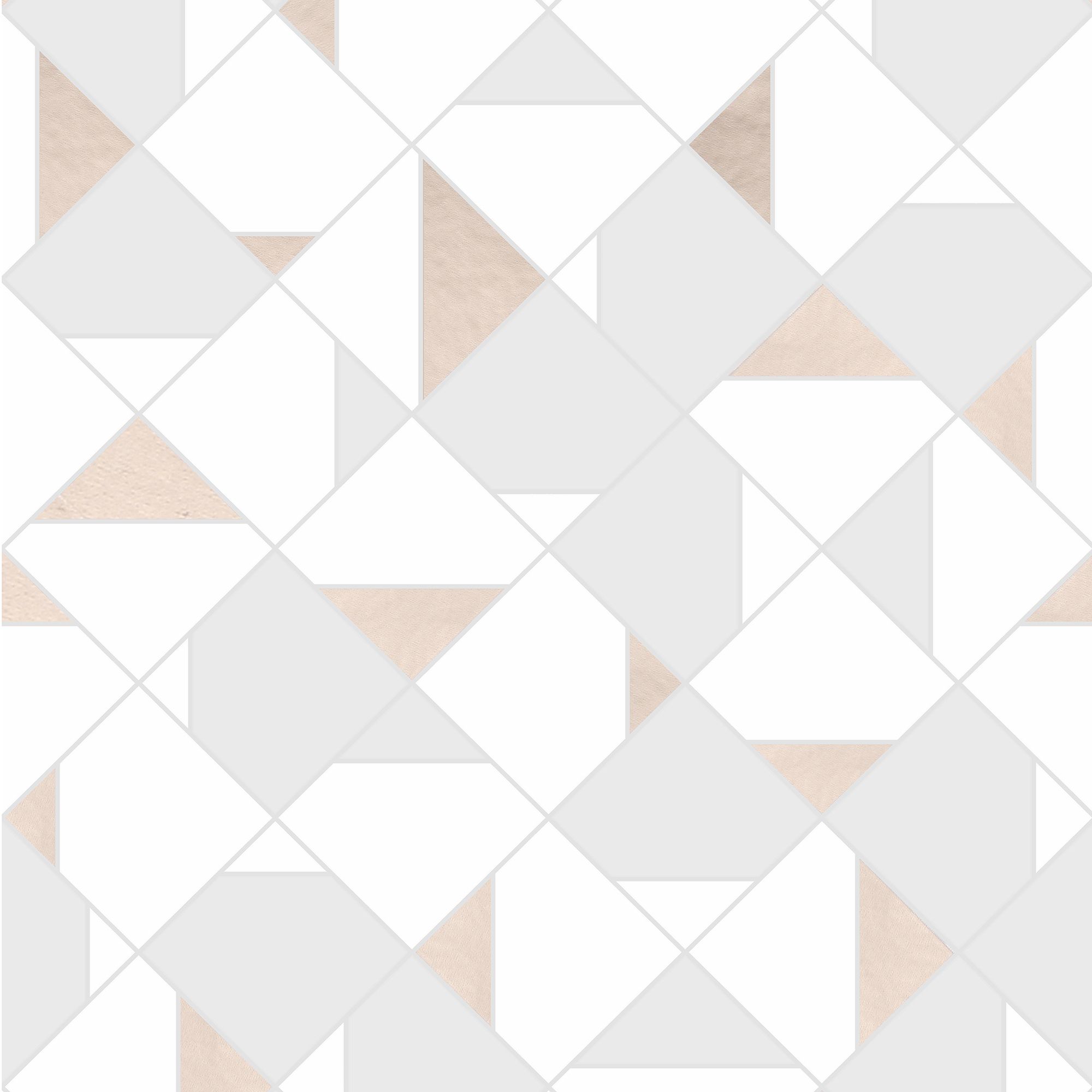GoodHome Durion White Metallic effect Geometric Textured Wallpaper Sample