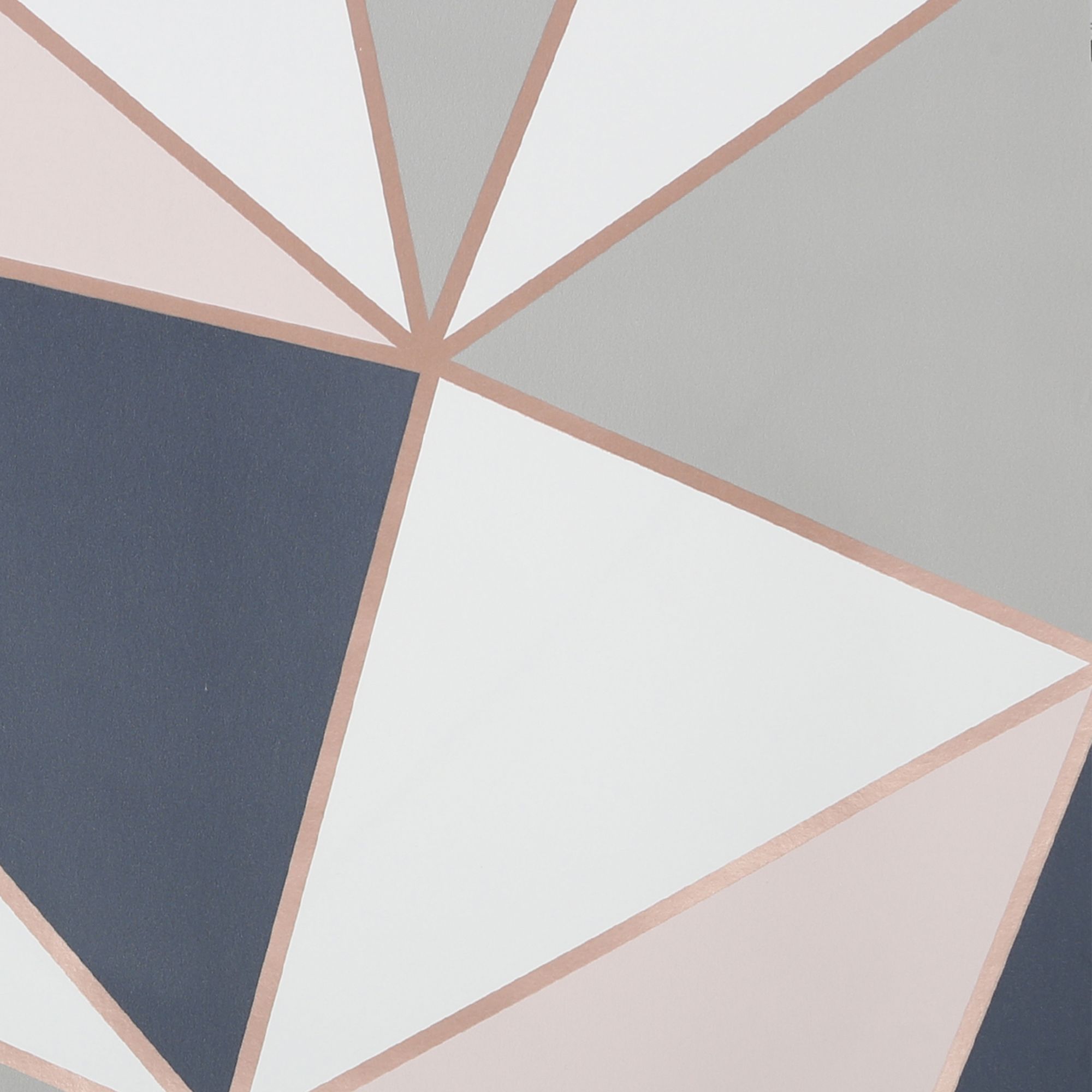 GoodHome Eastnor Navy & pink Metallic effect Geometric Smooth Wallpaper