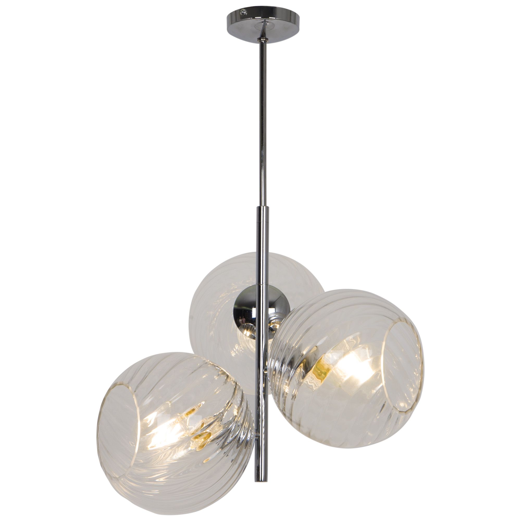 GoodHome Eclaze Transparent Chrome effect 3 Lamp Pendant ceiling light, (Dia)370mm