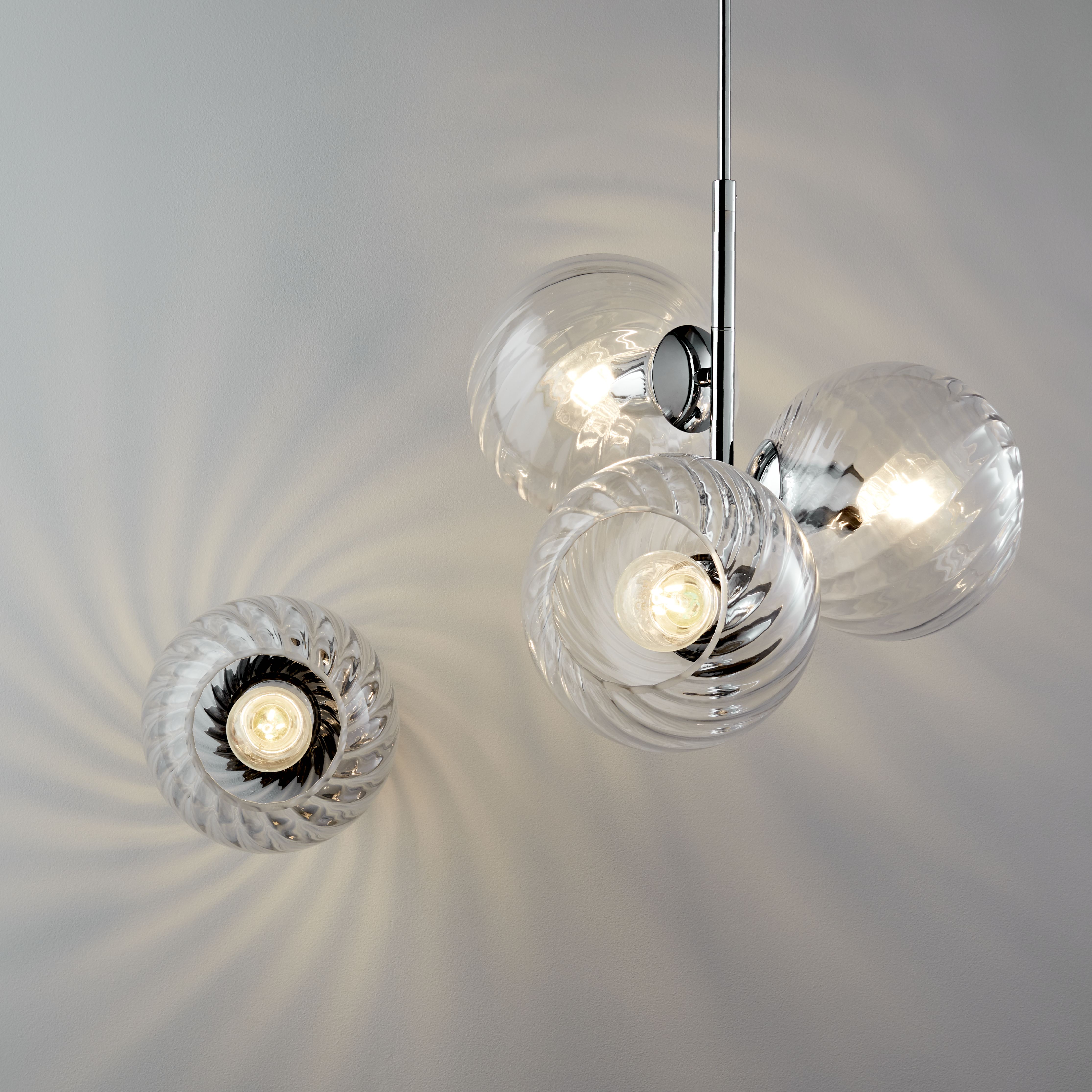 GoodHome Eclaze Transparent Chrome effect 3 Lamp Pendant ceiling light, (Dia)370mm