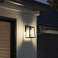 GoodHome Eddesan Fixed Matt Black Mains-powered Outdoor Wall light