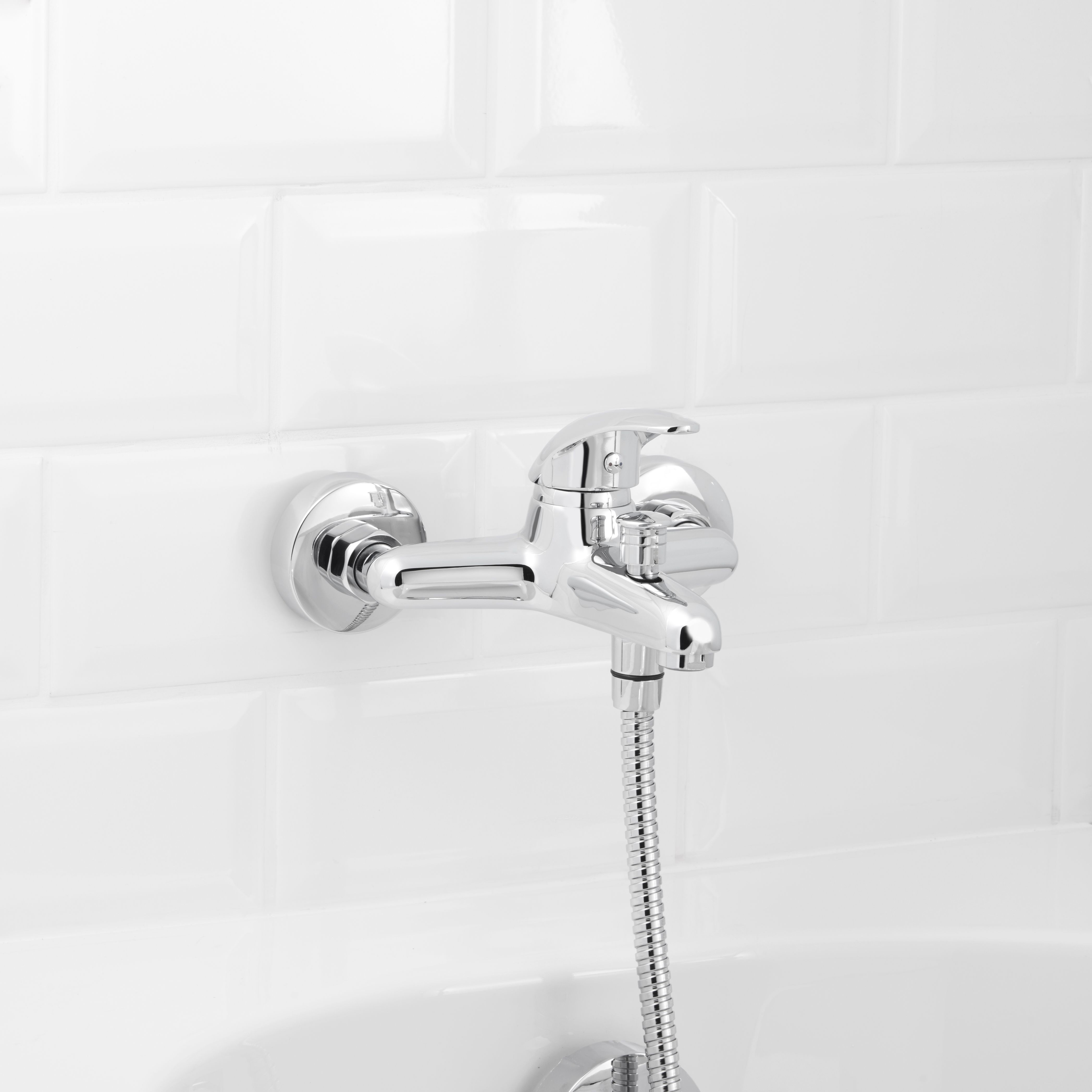 GoodHome Eidar Chrome effect Wall-mounted 2 Tap Hole Shower mixer Tap