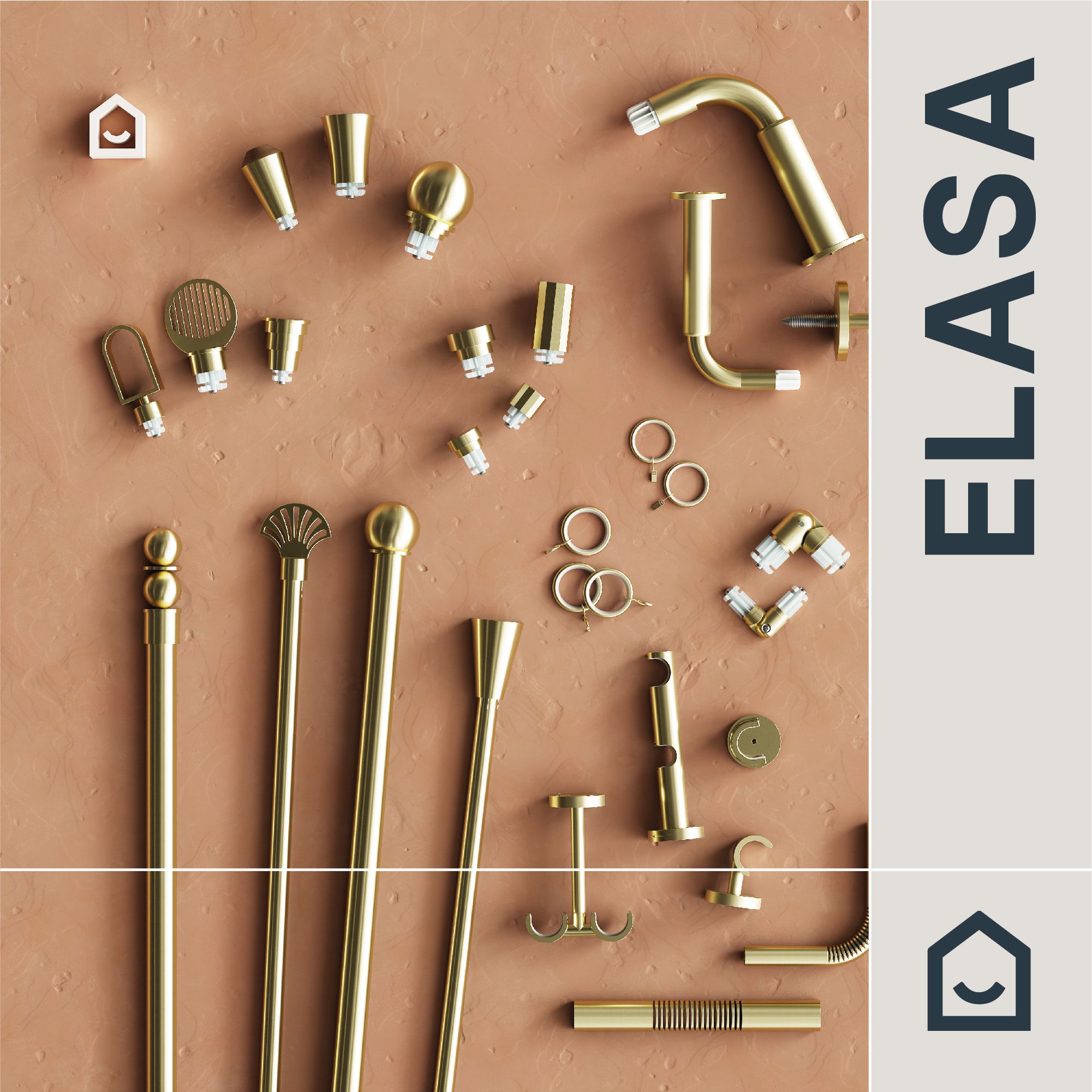 GoodHome Elasa Gold Brass effect Curtain tie back, Set of 2