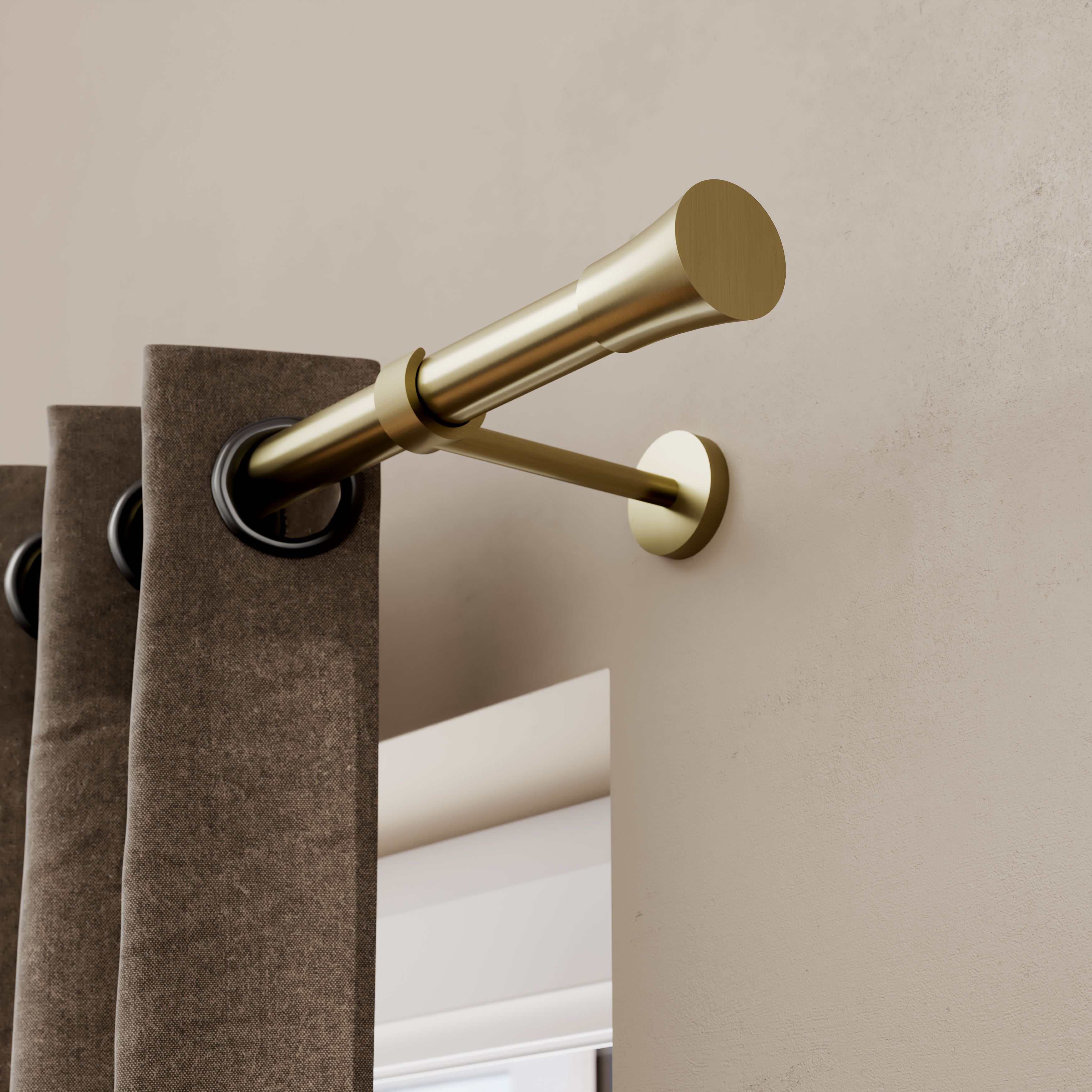 GoodHome Elasa Gold Brass effect Metal & plastic Cone Curtain pole ...