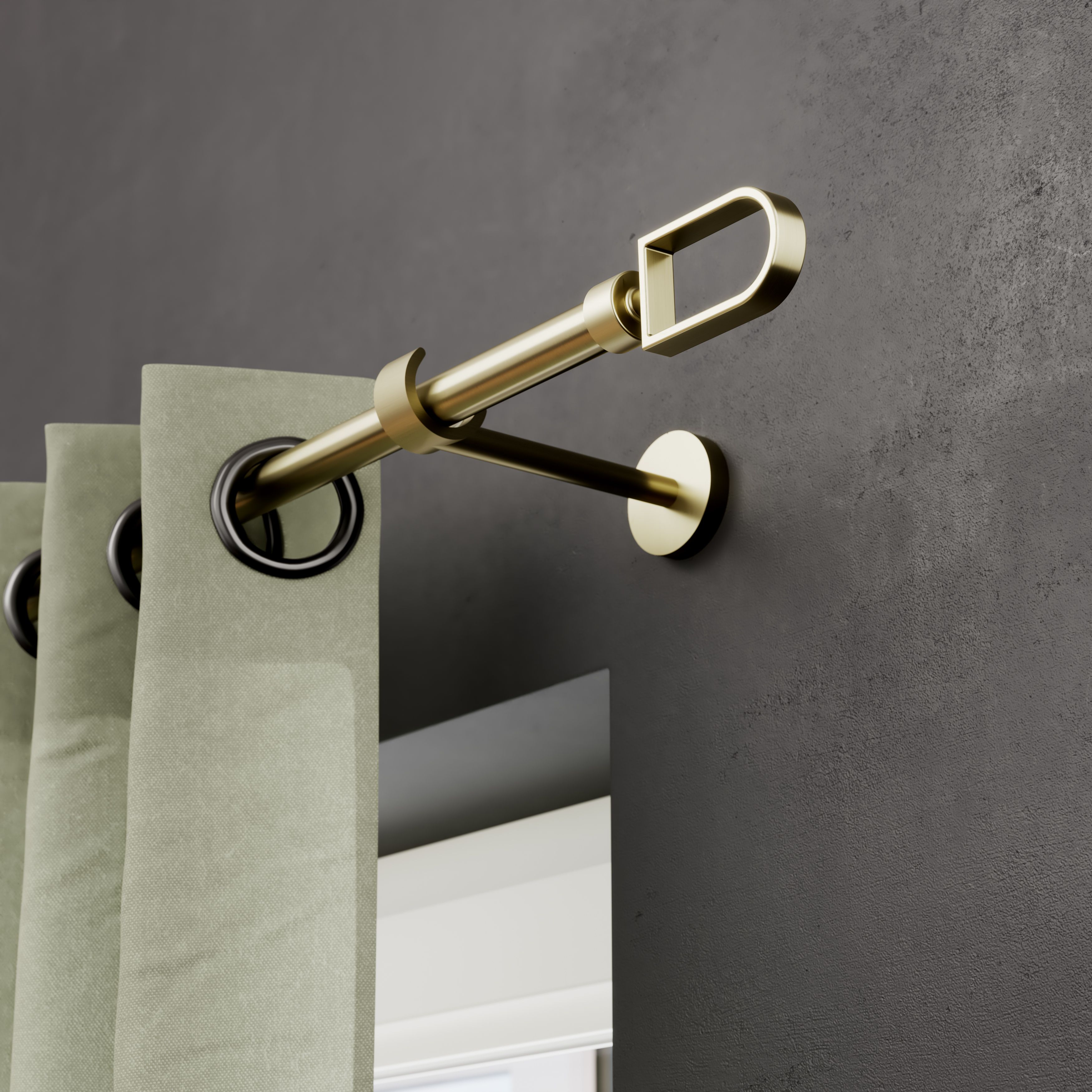 GoodHome Elasa Satin Brass effect Curtain pole, (L)1.5m (Dia)19mm