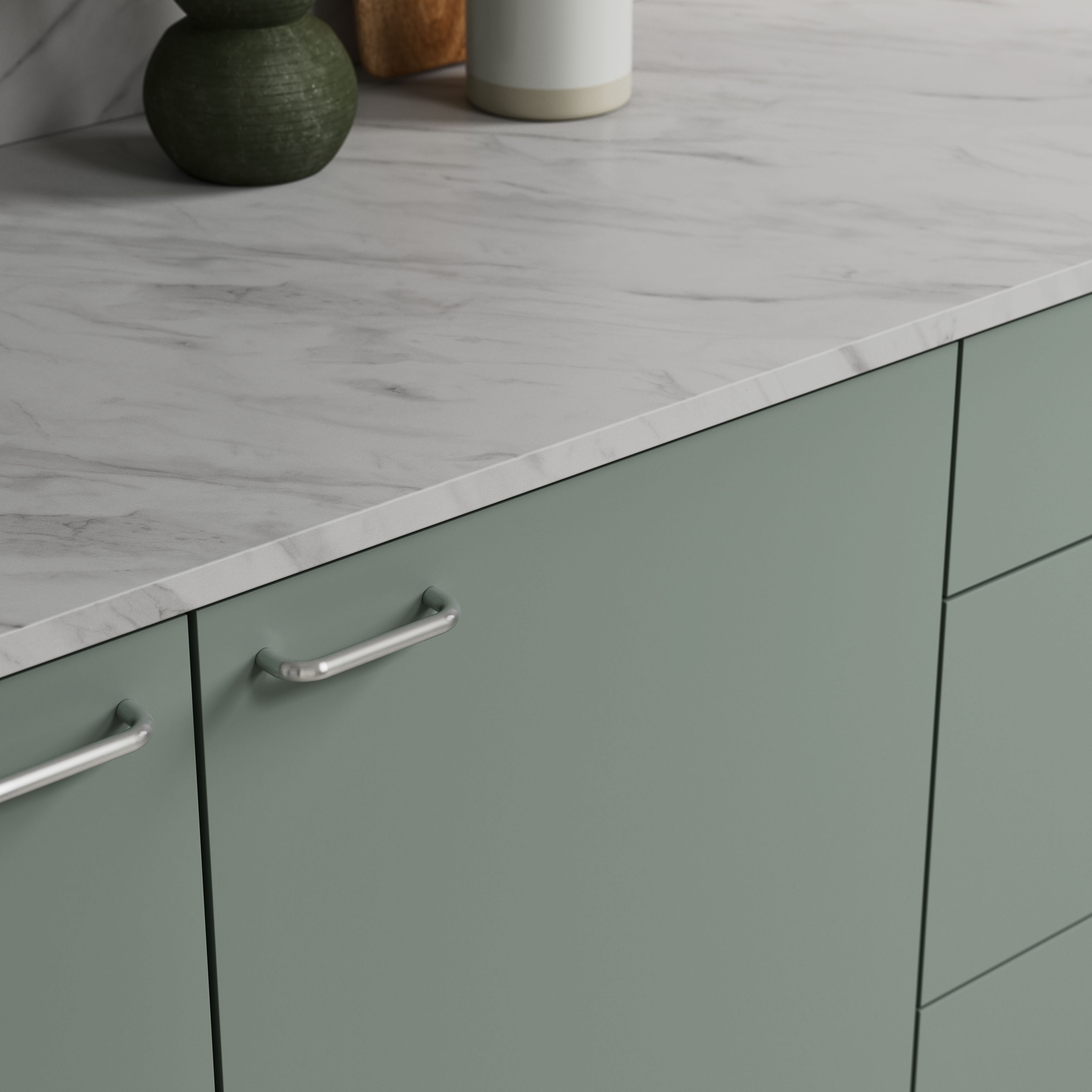 GoodHome Elcot Matt reed green 70:30 Larder Cabinet door (W)500mm (H)1287mm (T)16mm