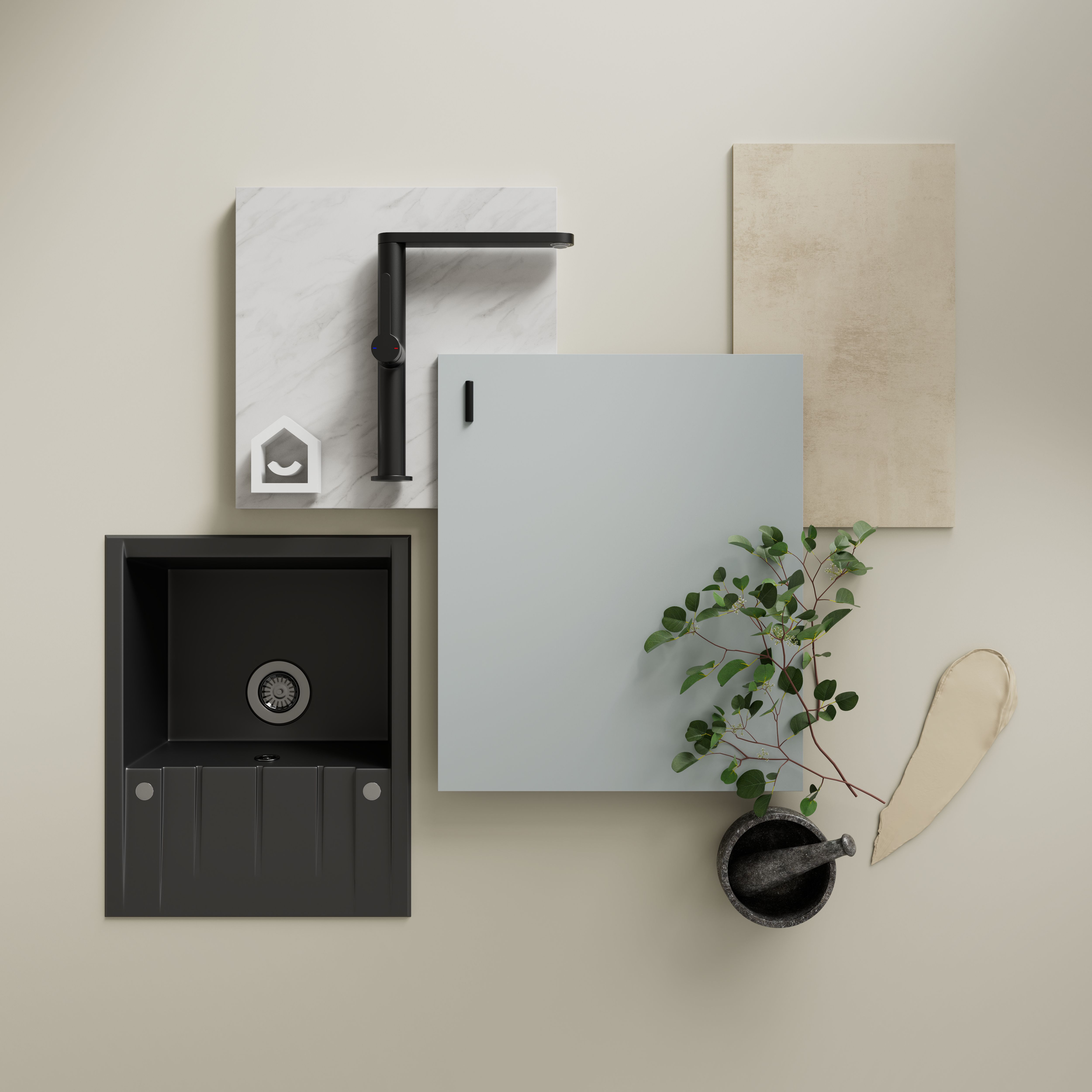GoodHome Elcot Matt steel grey Highline Cabinet door (W)500mm (H)715mm (T)16mm