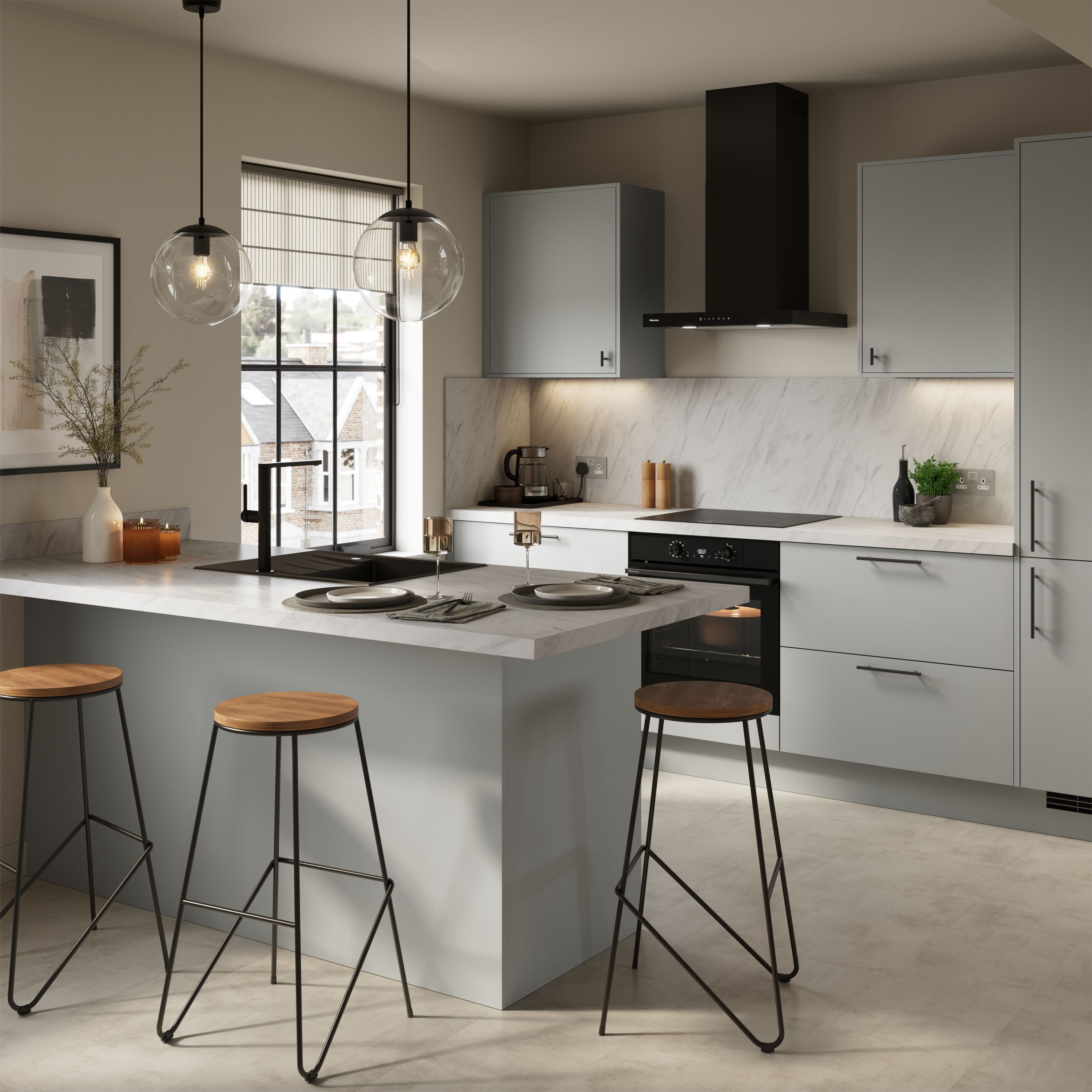 GoodHome Elcot Matt steel grey Highline Cabinet door (W)500mm (H)715mm (T)16mm