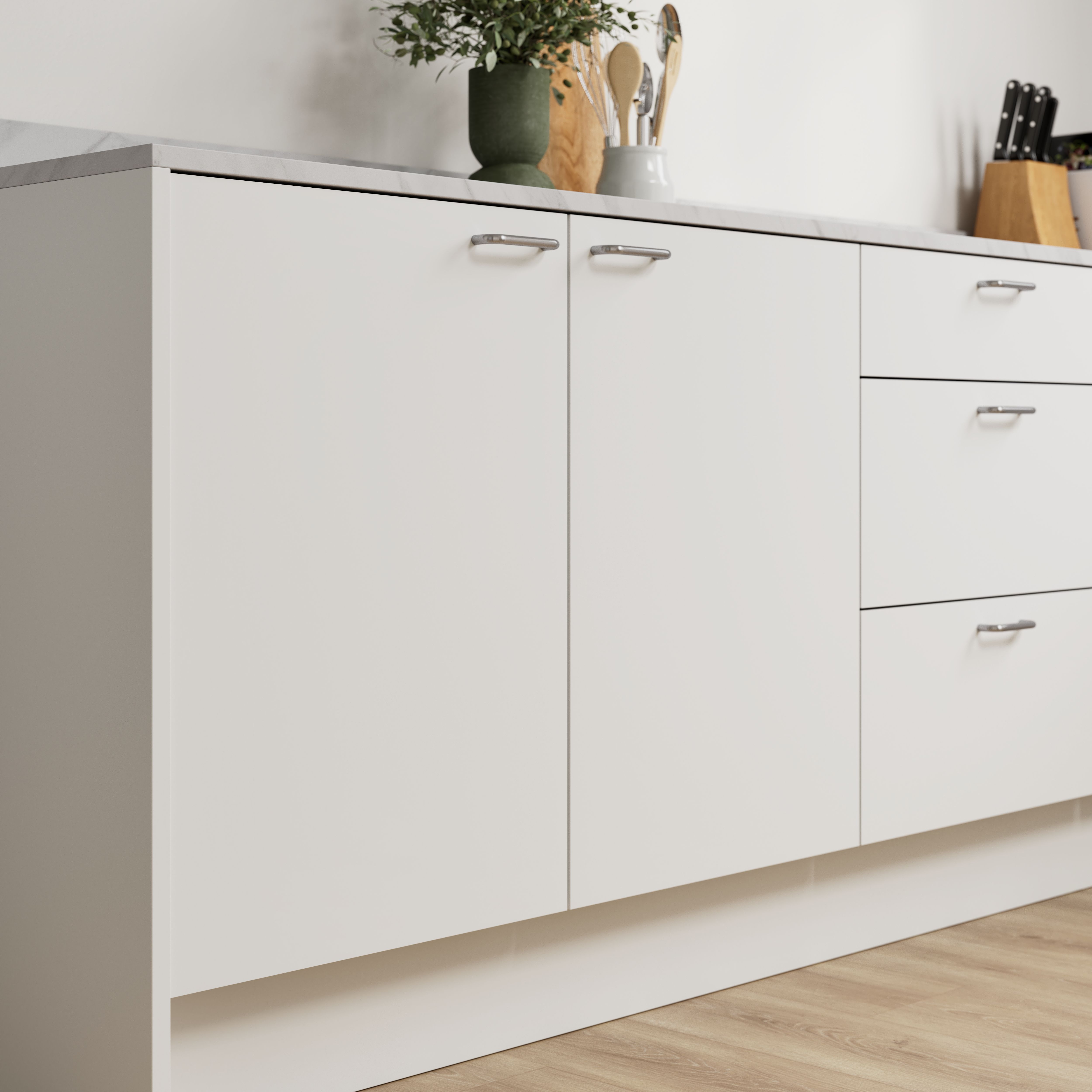 GoodHome Elcot Matt white Drawer front, bridging & bi-fold door (W)500mm (H)356mm (T)16mm