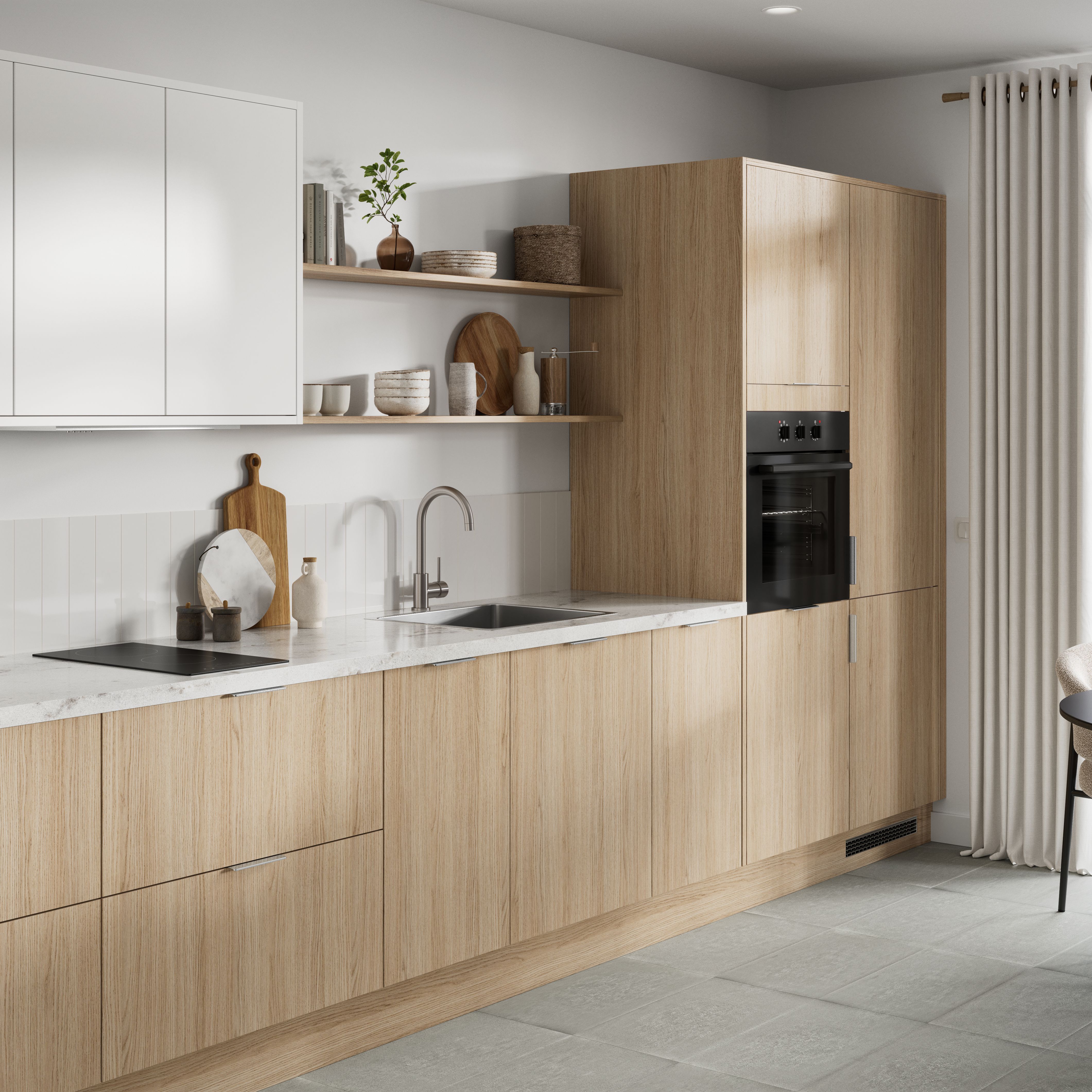 GoodHome Elcot Matt white Highline Cabinet door (W)500mm (H)715mm (T)16mm