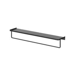 GoodHome Elland Black Matt Steel Wall-mounted Shelf, (L)600mm (D)120mm (H) 90mm
