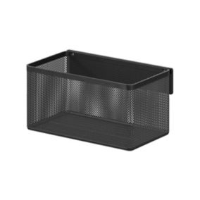 GoodHome Elland Black Stainless steel 1 tier Shower basket (W)20.2cm