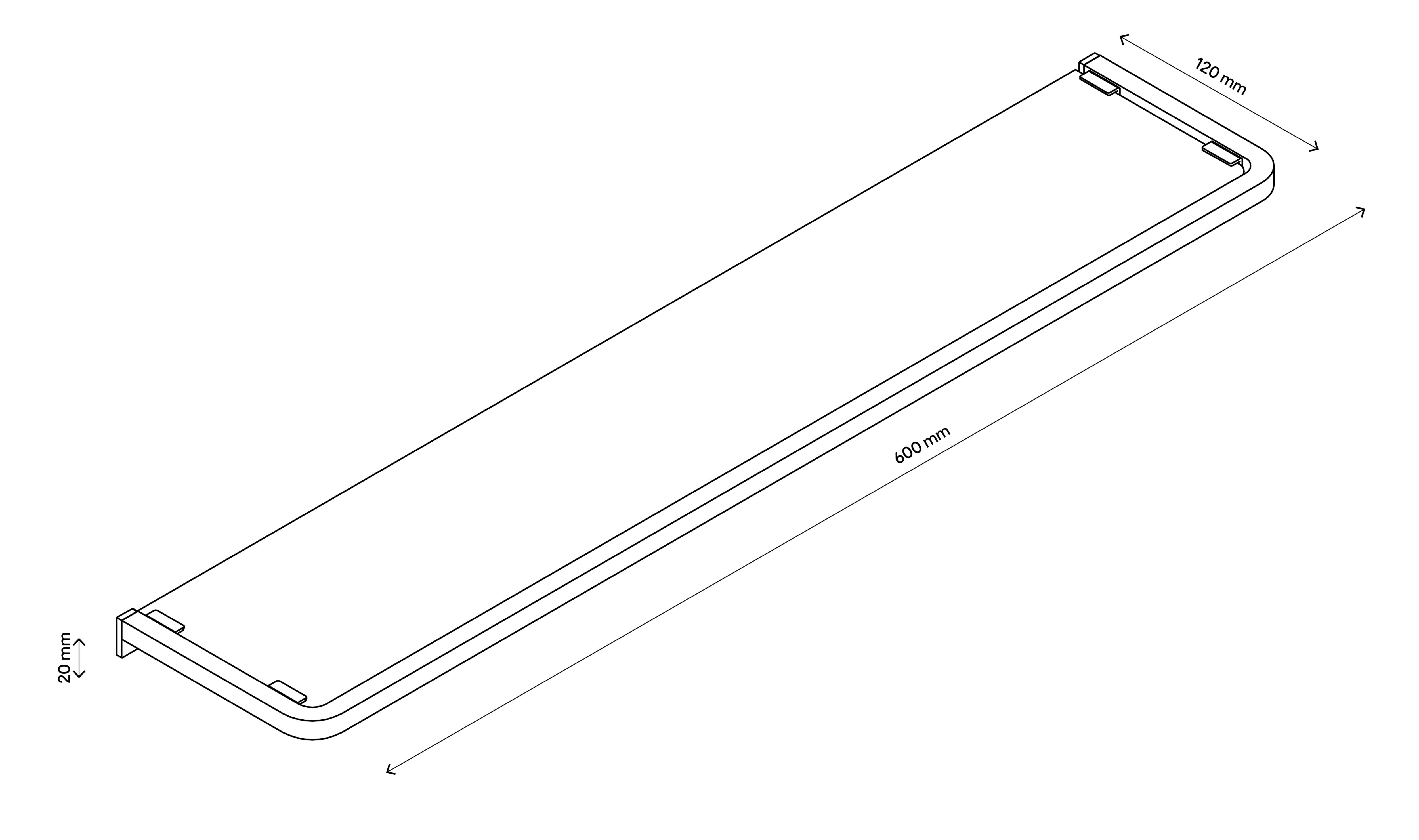 GoodHome Elland Brushed Silver effect Wall-mounted Bathroom Shelf (D)12cm (H)2cm (L)60cm