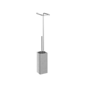 GoodHome Elland Brushed Silver effect Wall-mounted Toilet roll & brush holder