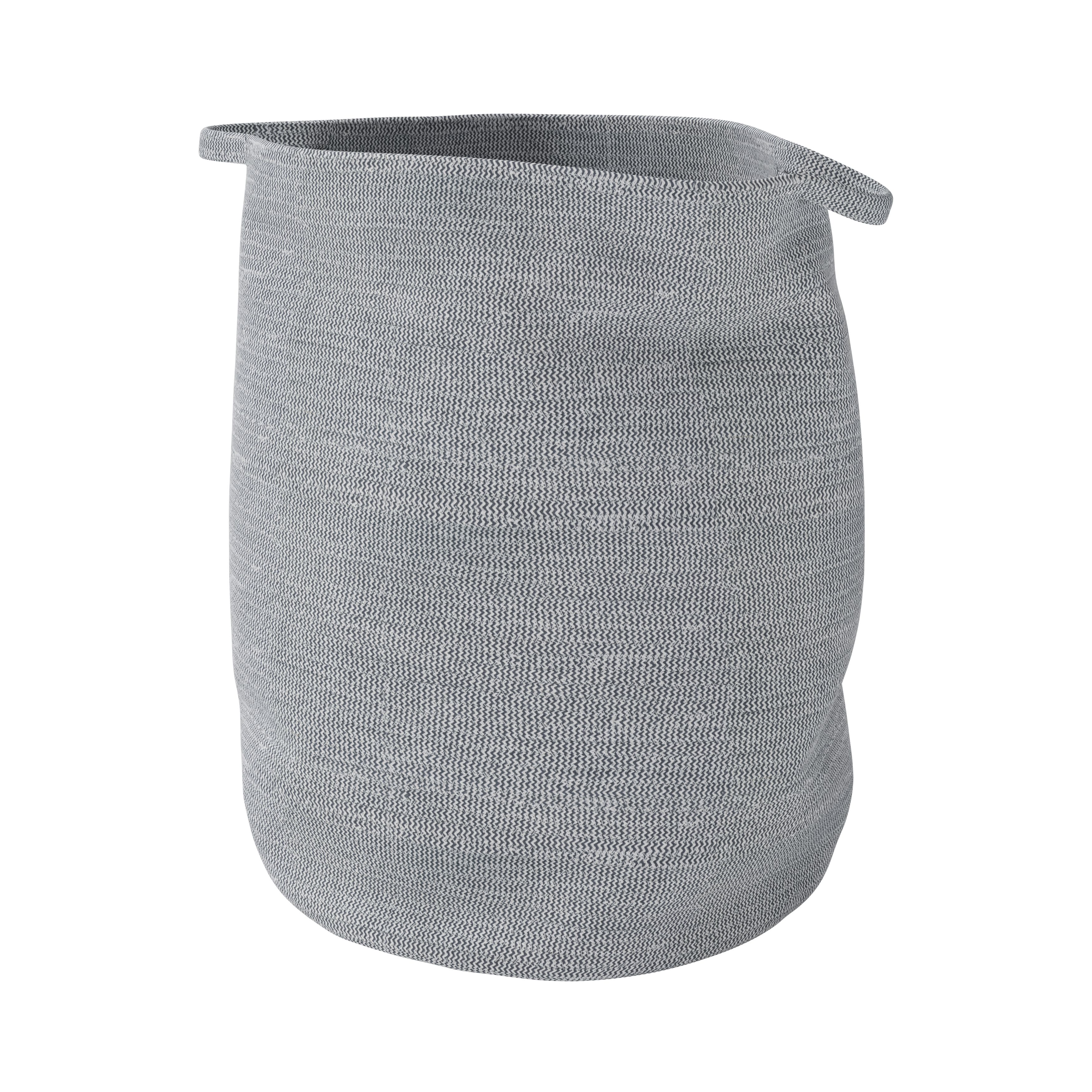 GoodHome Elland Ebony & White Cotton Laundry bin, 59L