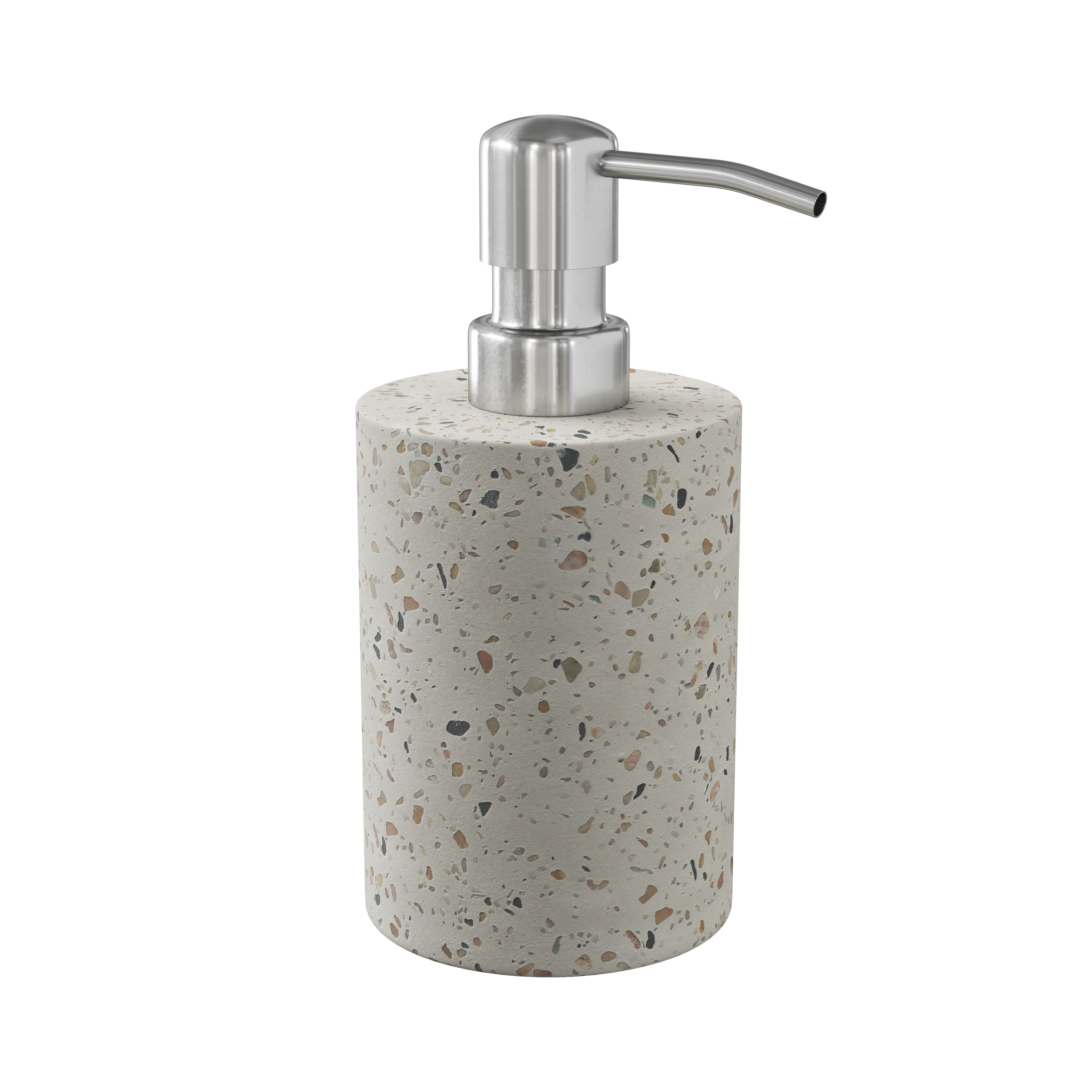 GoodHome Elland Matt Beige Terrazzo effect Concrete & polyresin Freestanding Soap dispenser