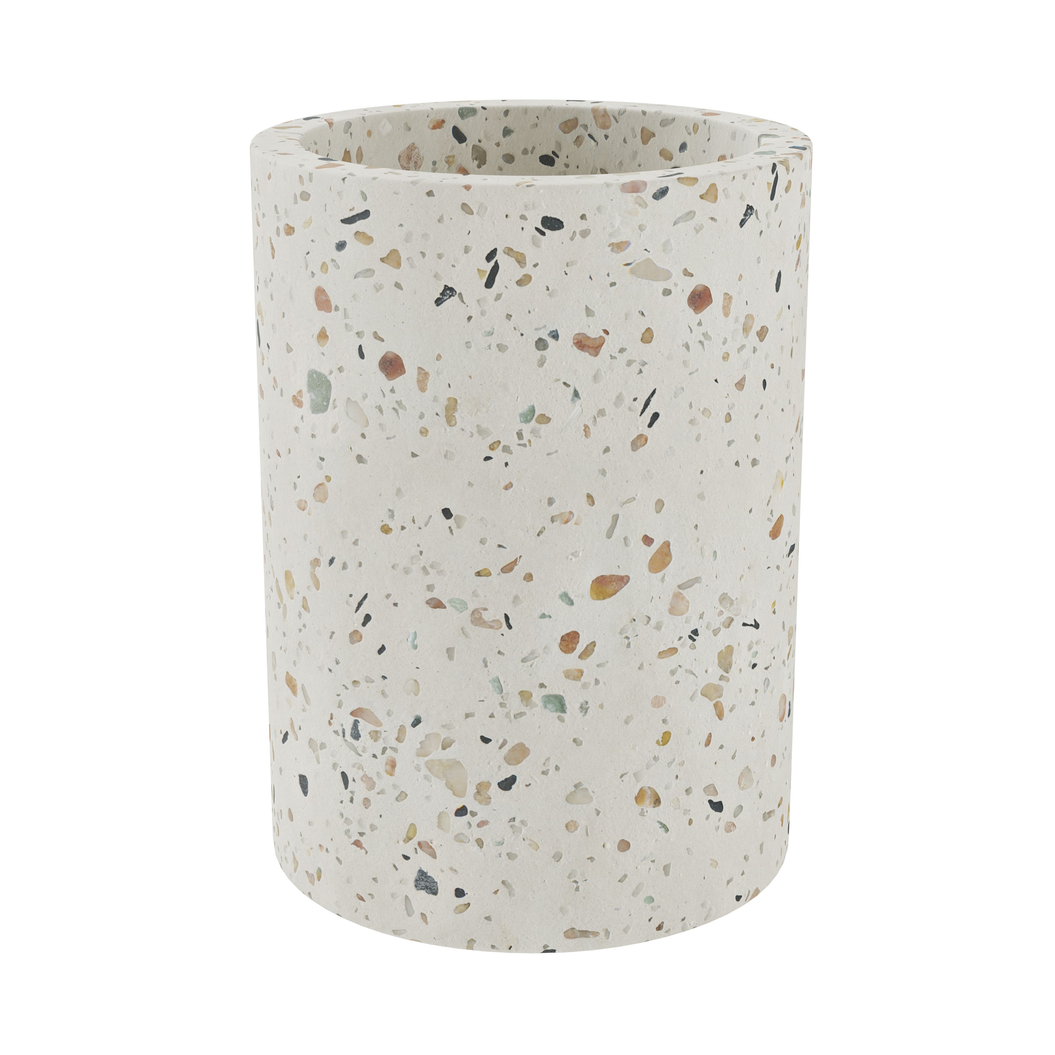 GoodHome Elland Matt Beige Terrazzo effect Concrete & polyresin Tumbler